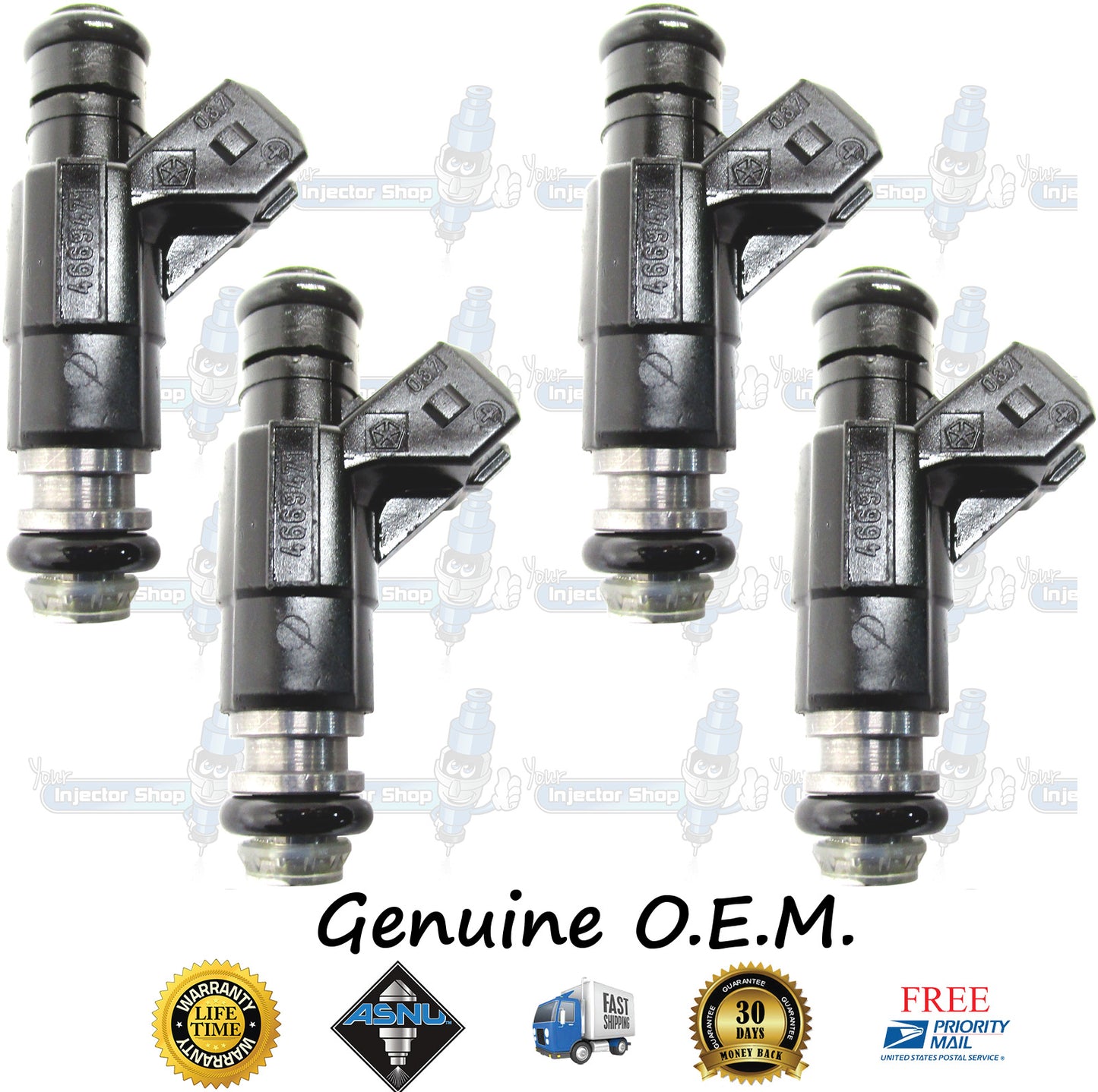 4x Genuine Mopar 04669471AB Fuel Injectors 0280155740 Bosch Neon 2.0L SOHC I4 122CID A588 ECB