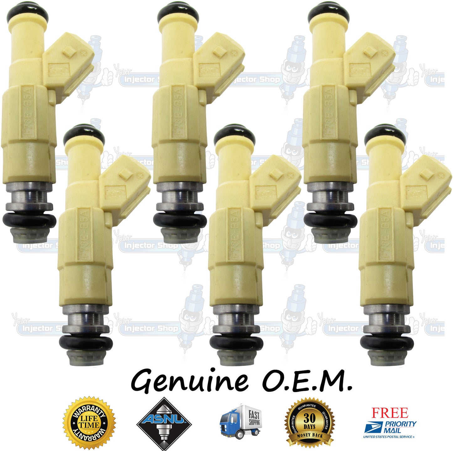 6x Genuine Ford F73E-B5A Fuel Injectors 0280155771 Bosch 2.5L DOHC V6 155CID Duratec