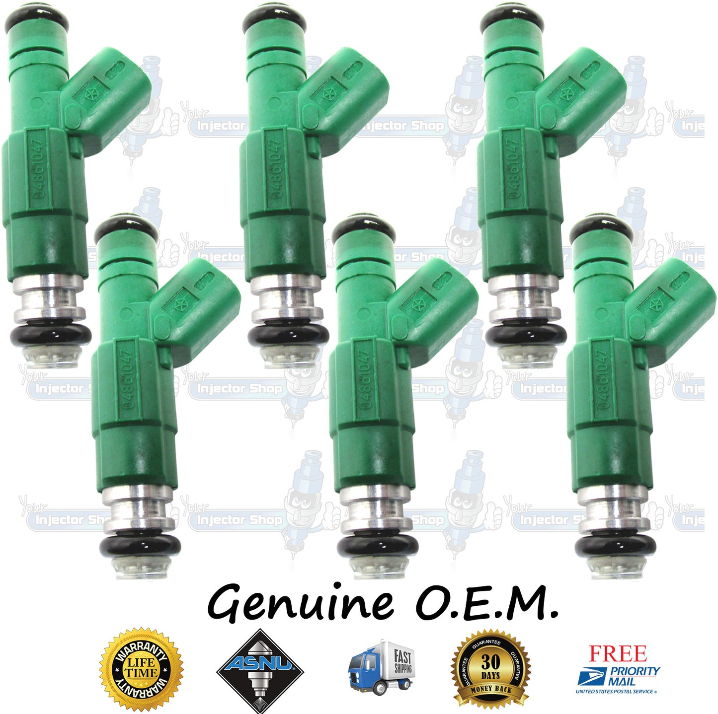 6x Genuine Mopar 04861047AB Fuel Injectors 0280155789 Bosch 3.3L Flex Fuel OHV V6 201CID EGA