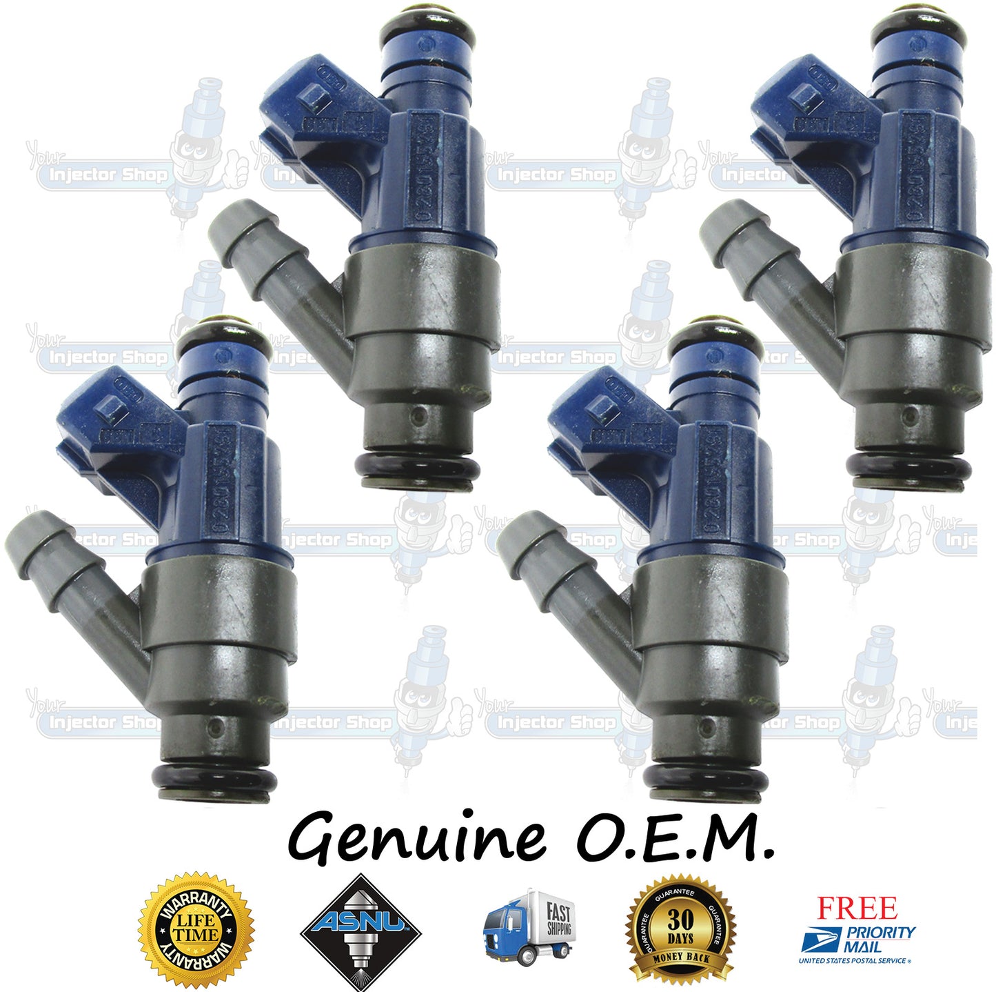 4x Genuine Volkswagen VW 06A906031C Fuel Injectors 0280155791 Bosch 2.0L SOHC I4 121CID AEG