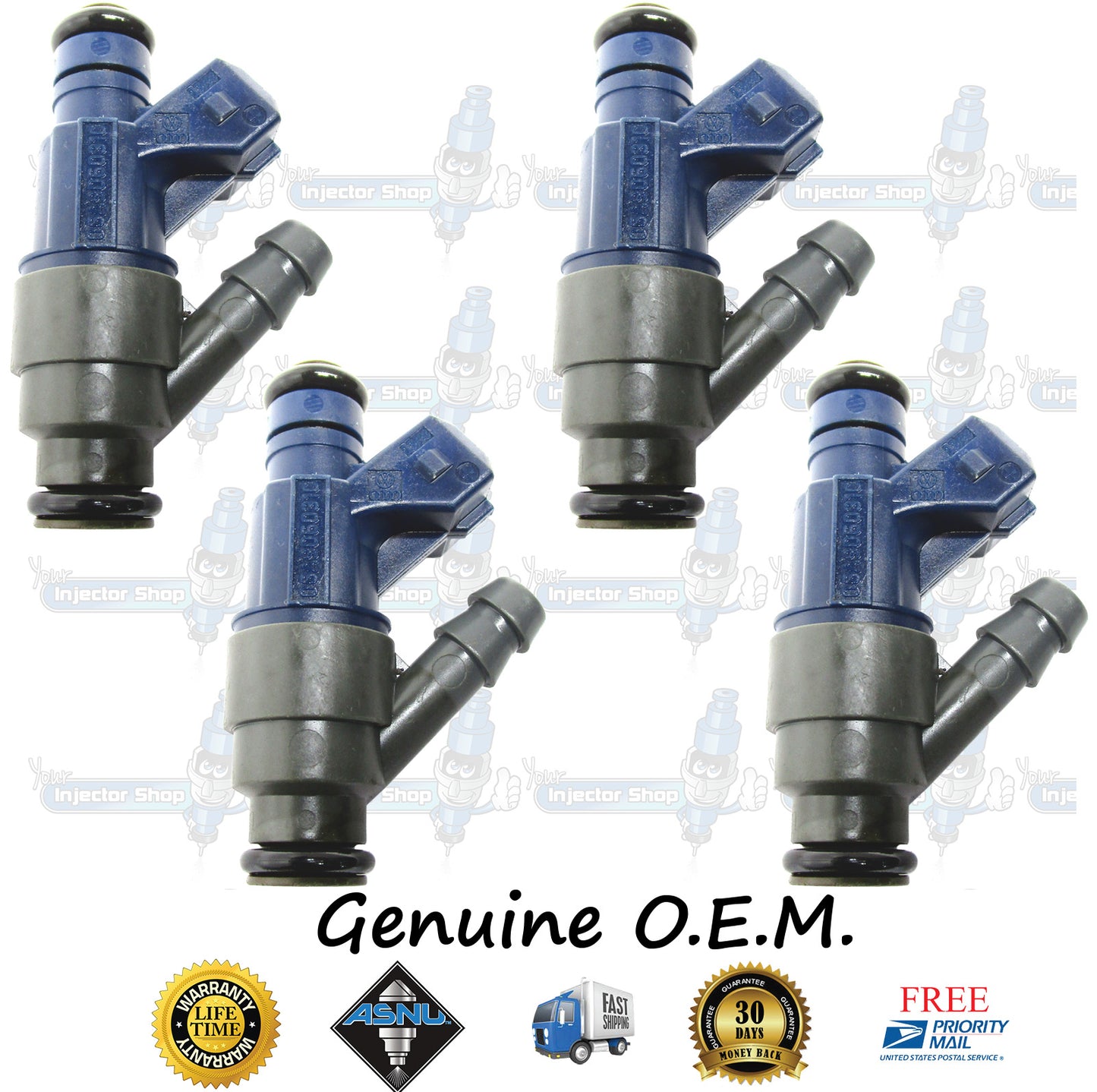4x Genuine Volkswagen VW 06A906031C Fuel Injectors 0280155791 Bosch 2.0L SOHC I4 121CID AEG