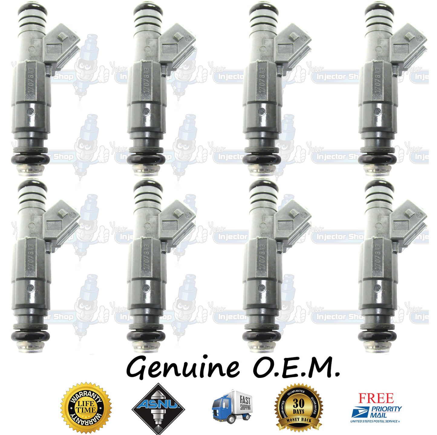 8x Genuine BMW 13-64-1-707-843 Fuel Injectors 0280155823 Bosch 4.4L DOHC V8 M62TUB44