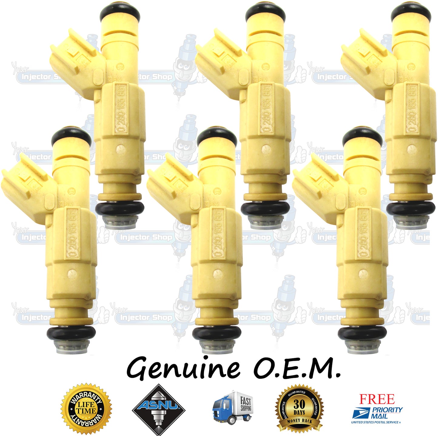 6x Genuine Mercury Mazda XS2E-A5B Fuel Injectors 0280155861 Bosch 2.5L DOHC V6 155CID Duratec