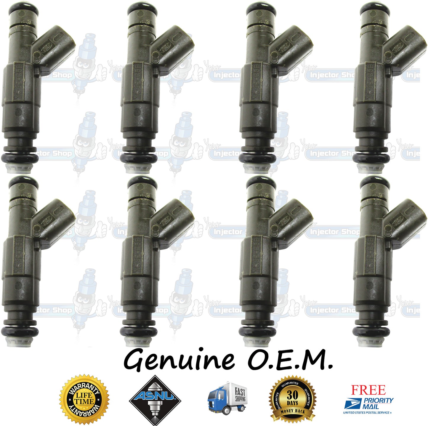 8x Genuine Ford Lincoln XR3E-C5B Fuel Injectors 0280155865 Bosch 4.6L 5.4L DOHC V8