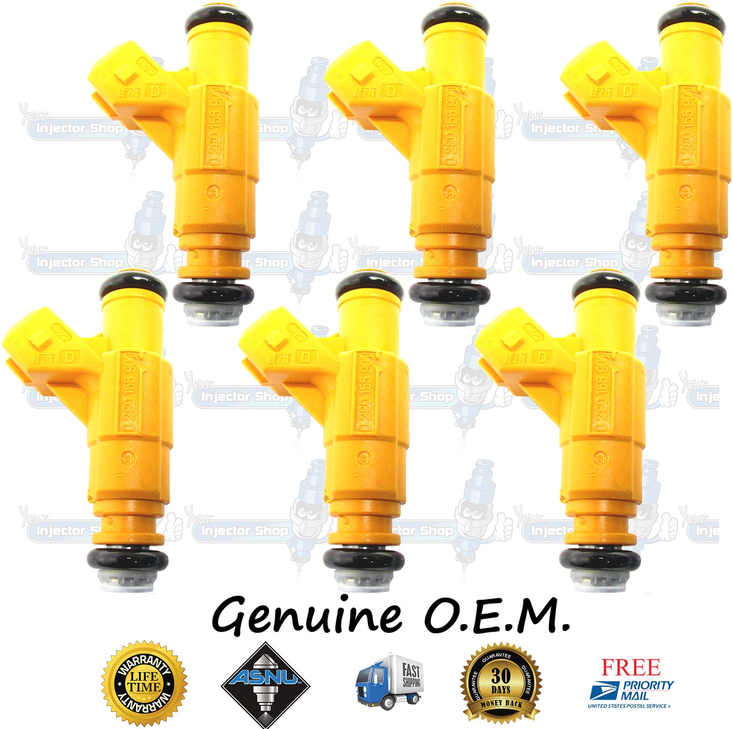 6x Genuine Ford Mercury XL2E-A1C Fuel Injectors 0280155900 Bosch 4.0L SOHC V6
