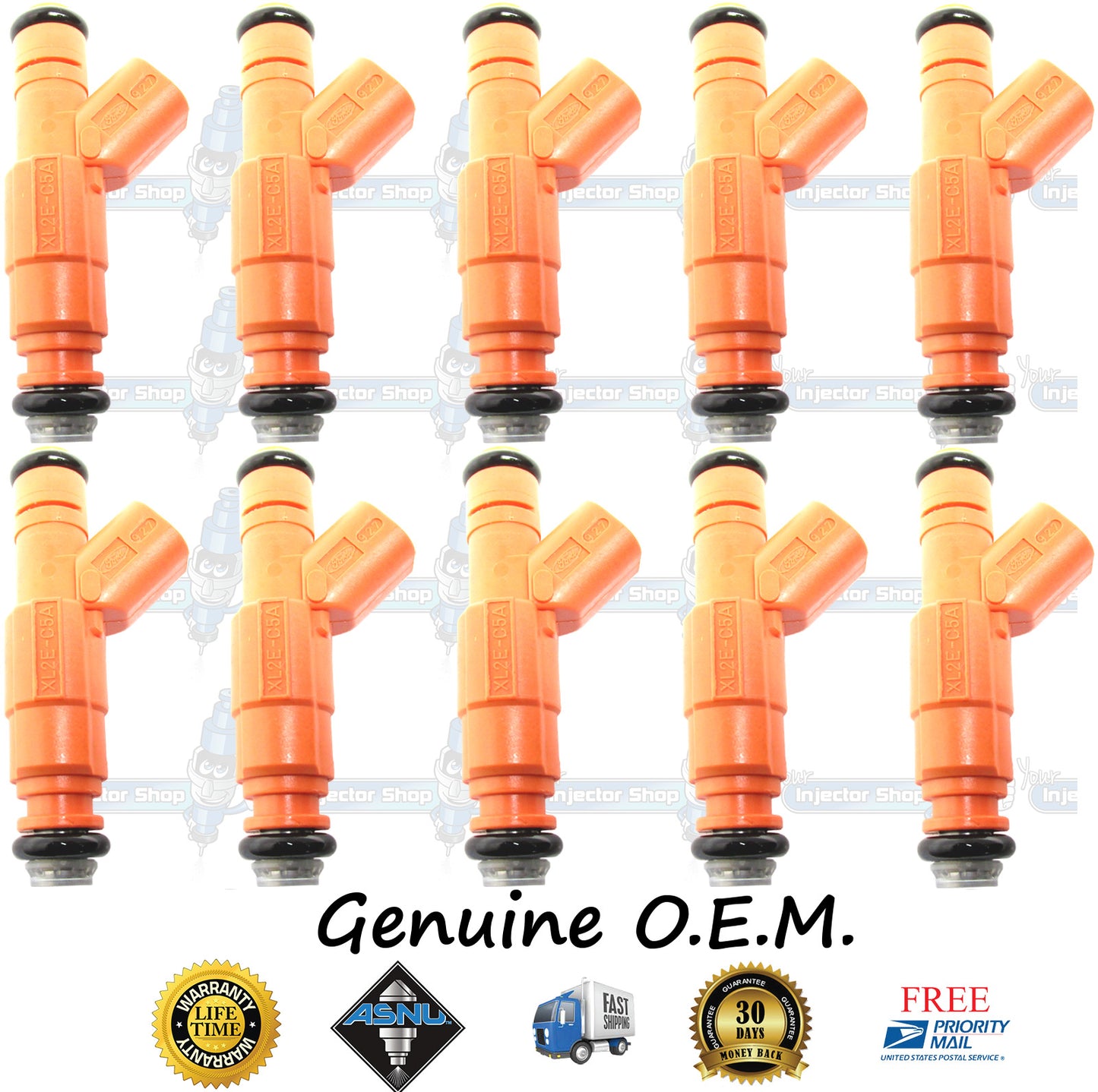 10x Genuine Ford XL2E-C5A Fuel Injectors 0280155917 Bosch 6.8L SOHC V10 415CID
