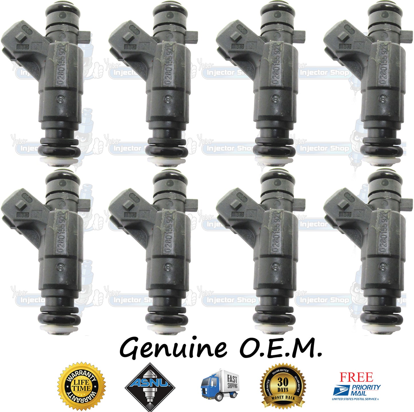 8x Genuine Audi Volkswagen VW 077133551M Fuel Injectors 0280155921 Bosch 4.2L DOHC V8