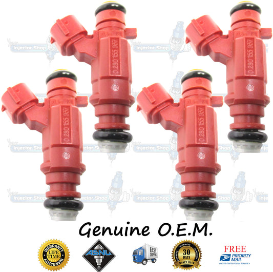 4x Genuine Nissan Fuel Injectors 16600-5M100 Bosch 0280155937 Sentra 1.6L 1.8L DOHC QG18-DE