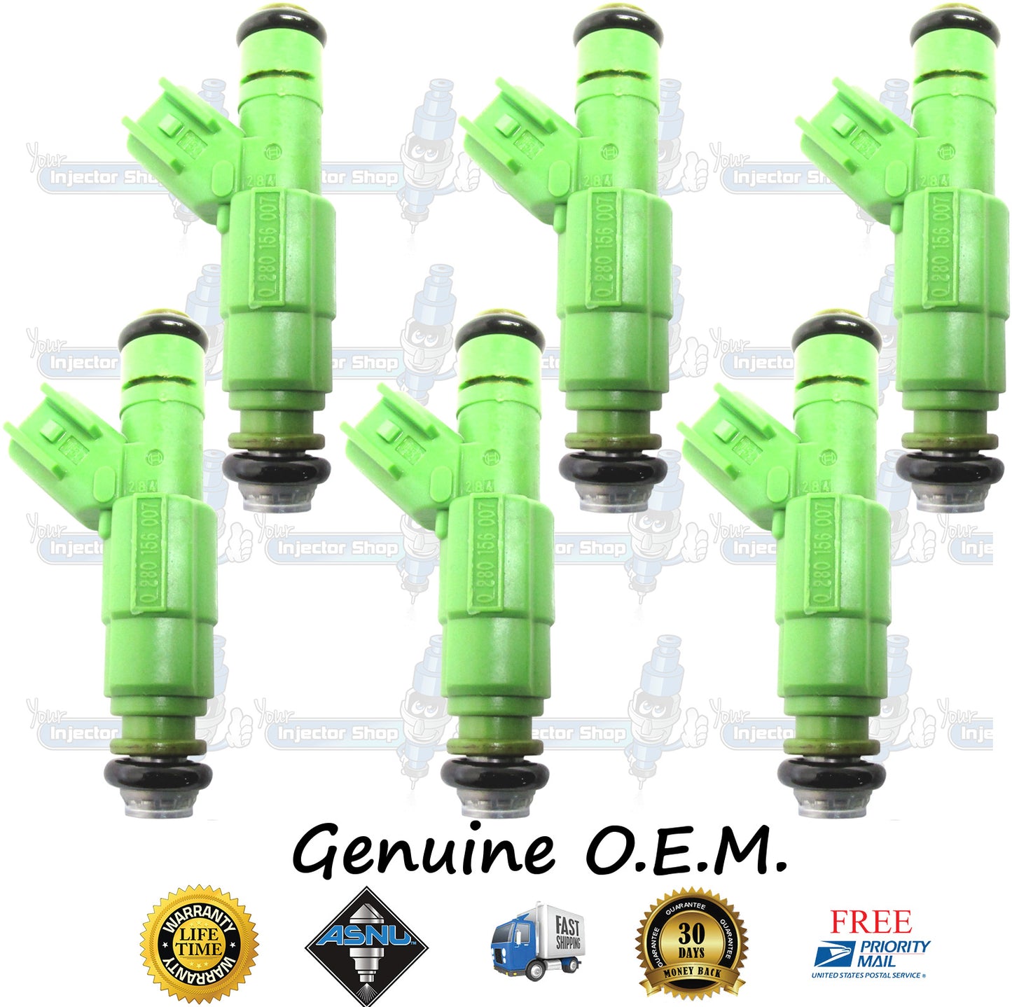 6x Genuine Mopar Chrysler Dodge 04861454AA Fuel Injectors 0280156007 Bosch 3.3L OHV V6 201CID