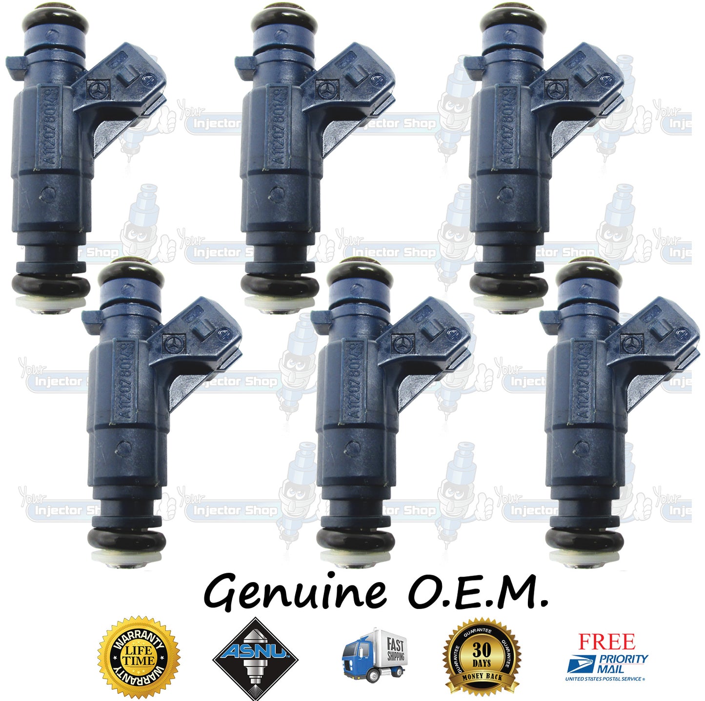 6x Genuine Mercedes Benz MB A1120780149 Fuel Injectors 0280156014 Bosch 2.6L 3.2L SOHC V6 M112 W203 W211