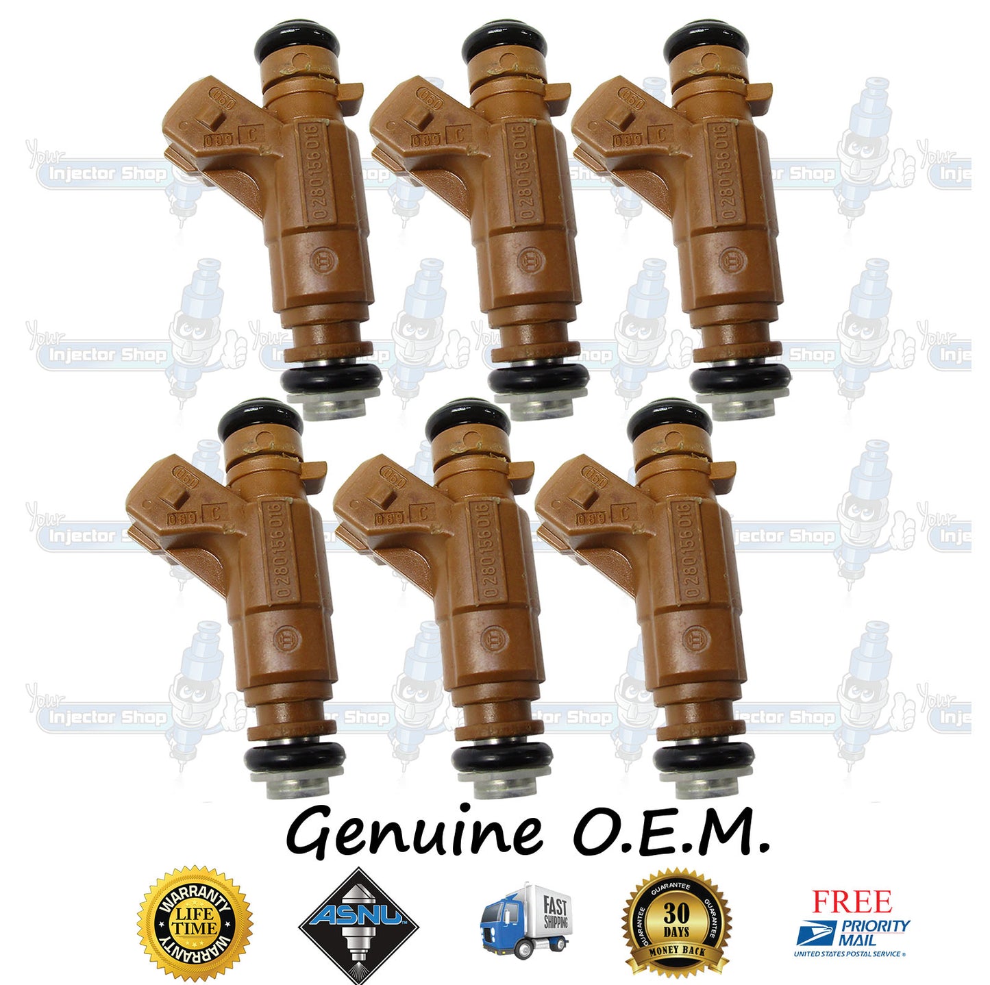 6x Genuine Mercedes Benz MB A1130780249 Fuel Injectors 0280156016 Bosch 3.2L 3.7L SOHC V6 M112 E32 E37 C209 W163