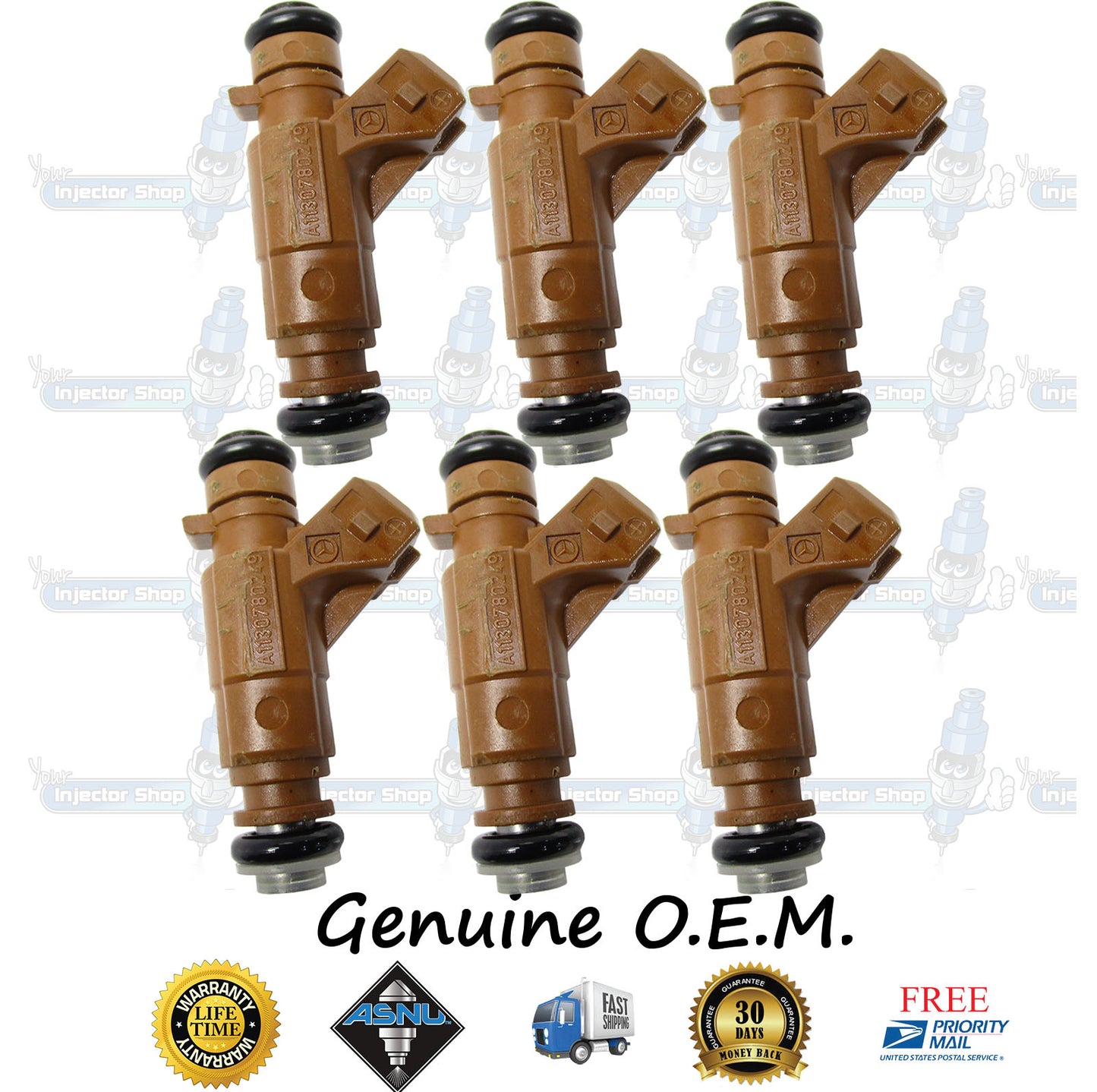 6x Genuine Mercedes Benz MB A1130780249 Fuel Injectors 0280156016 Bosch 3.2L 3.7L SOHC V6 M112 E32 E37 C209 W163