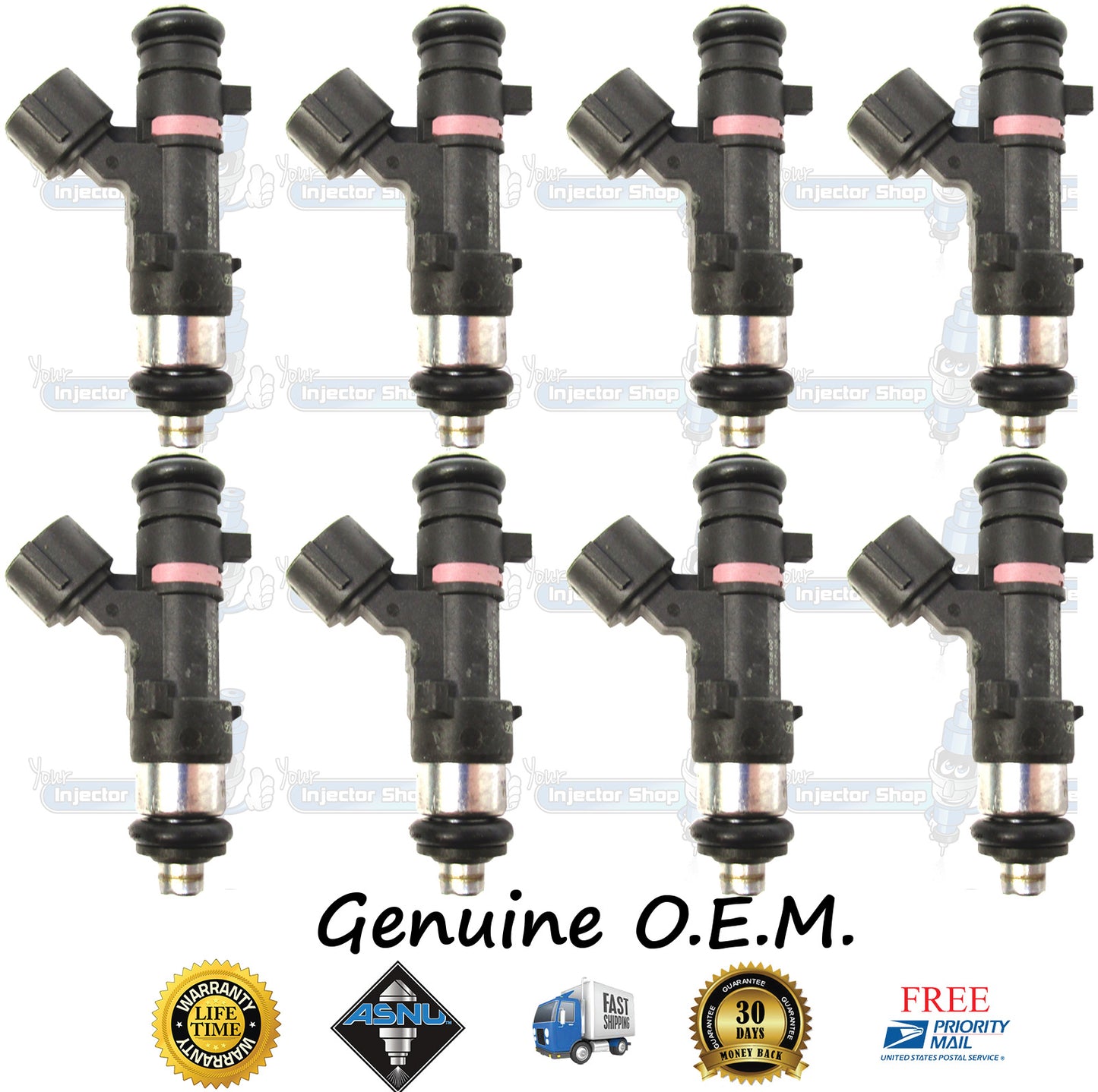 8x Genuine Nissan Fuel Injectors 16600-7S000 Bosch 0280158007 5.6L DOHC V8
