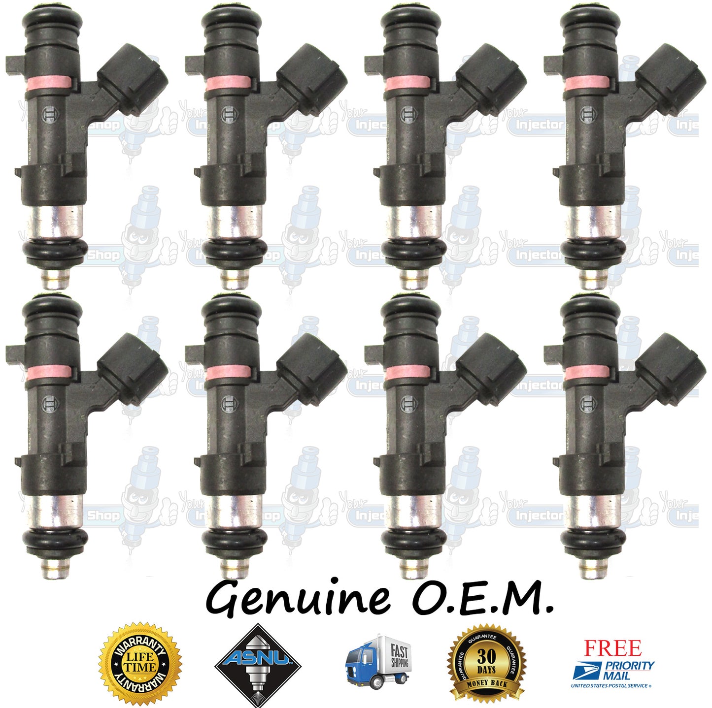 8x Genuine Nissan Fuel Injectors 16600-7S000 Bosch 0280158007 5.6L DOHC V8