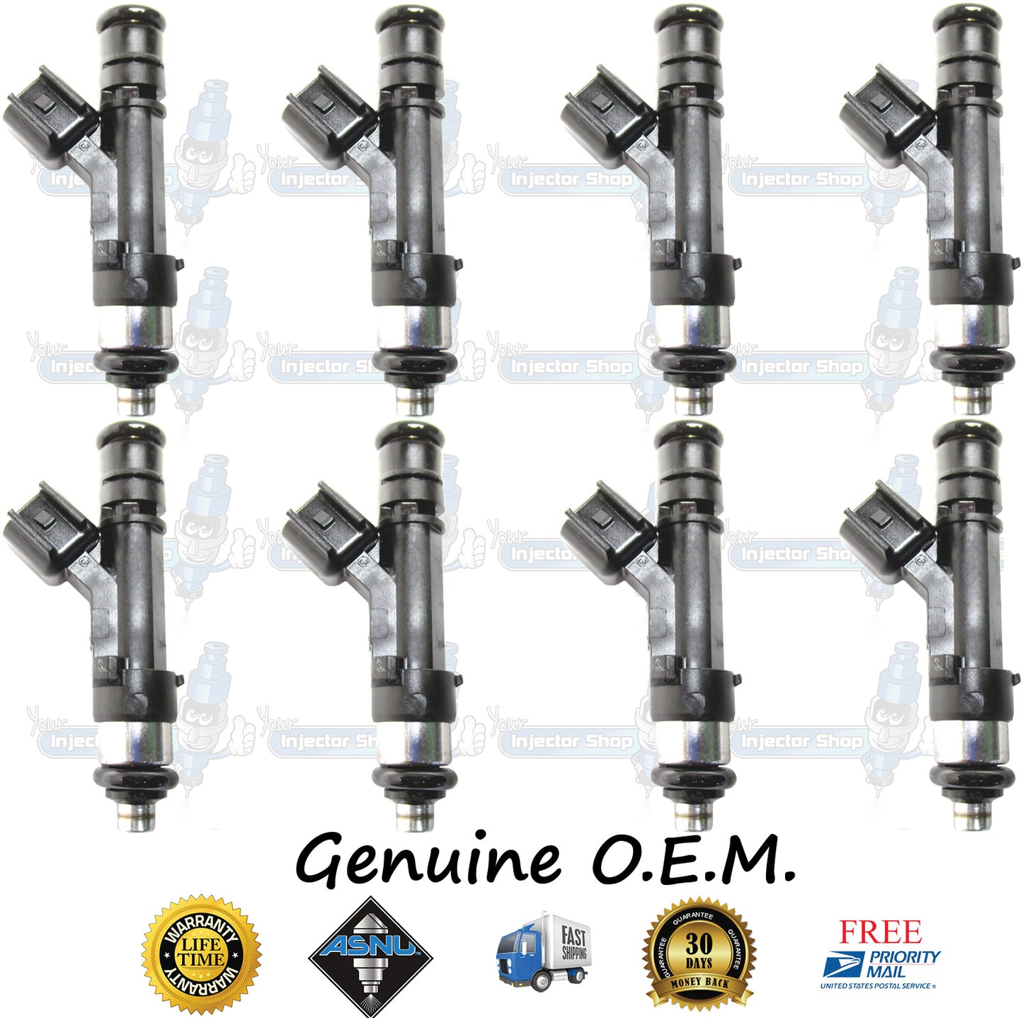 8x Genuine Ford Fuel Injectors BR3E-E5A Bosch 0280158227 5.0L Coyote DOHC V8