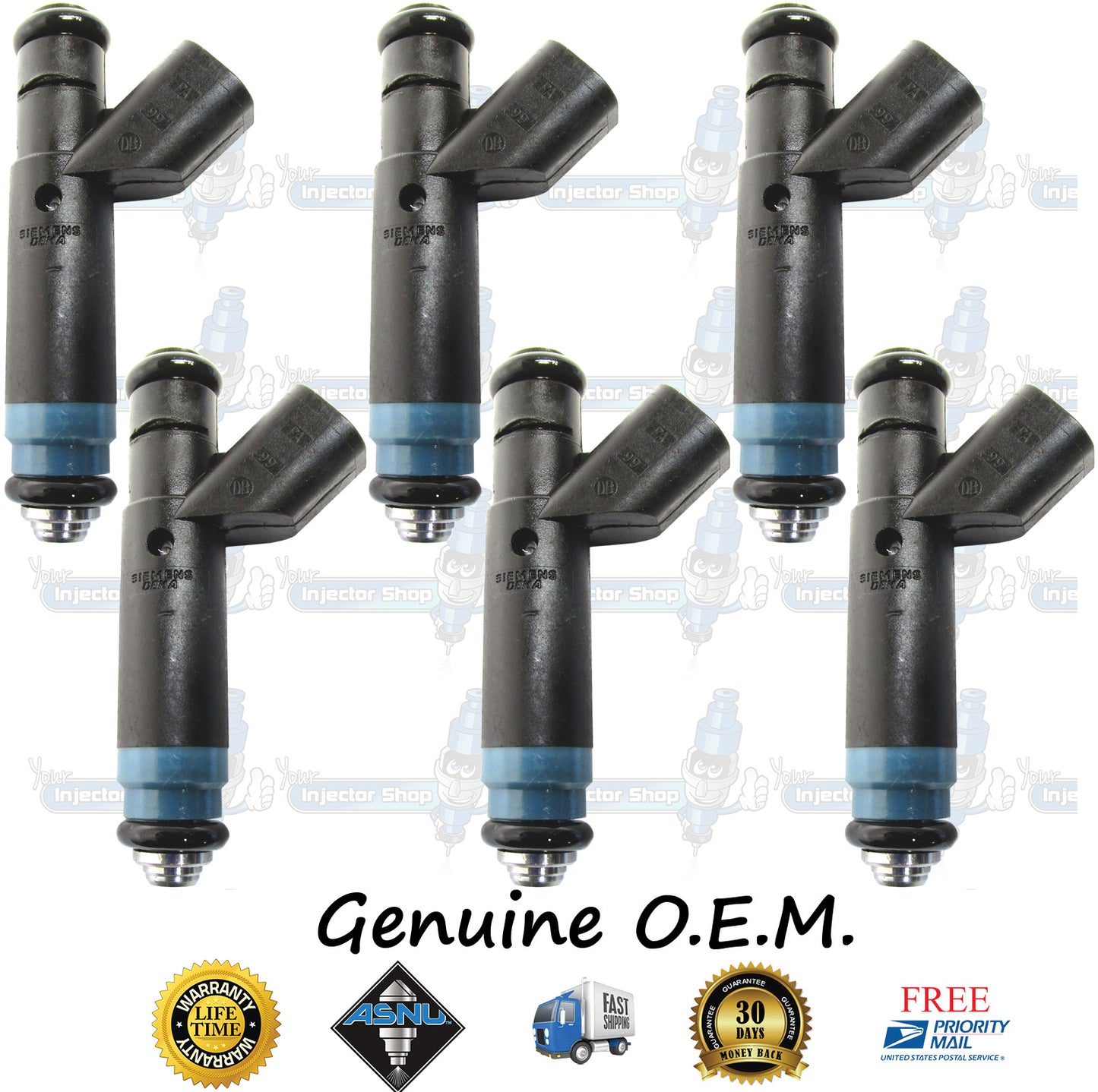 6x Genuine Mopar Fuel Injectors 04854181 Siemens Jeep 4.0L I6 ERH 1999 - 2004