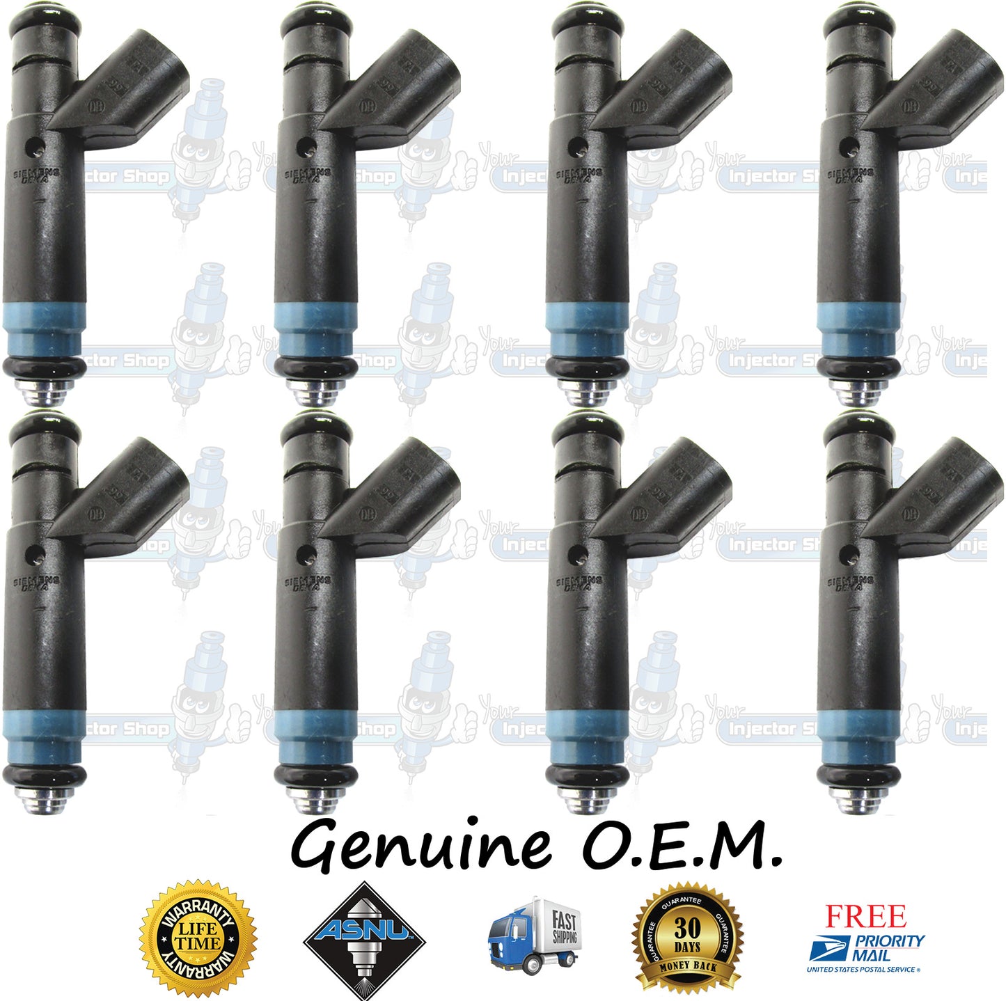 8x Genuine Mopar Fuel Injectors 04854181 Siemens Jeep Dodge 5.2L V8 Magnum