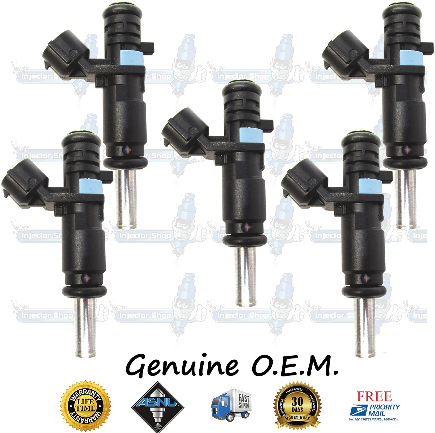 5x Genuine Volkswagen Fuel Injectors 07K906031C Siemens 2.5L I5 DOHC BPS