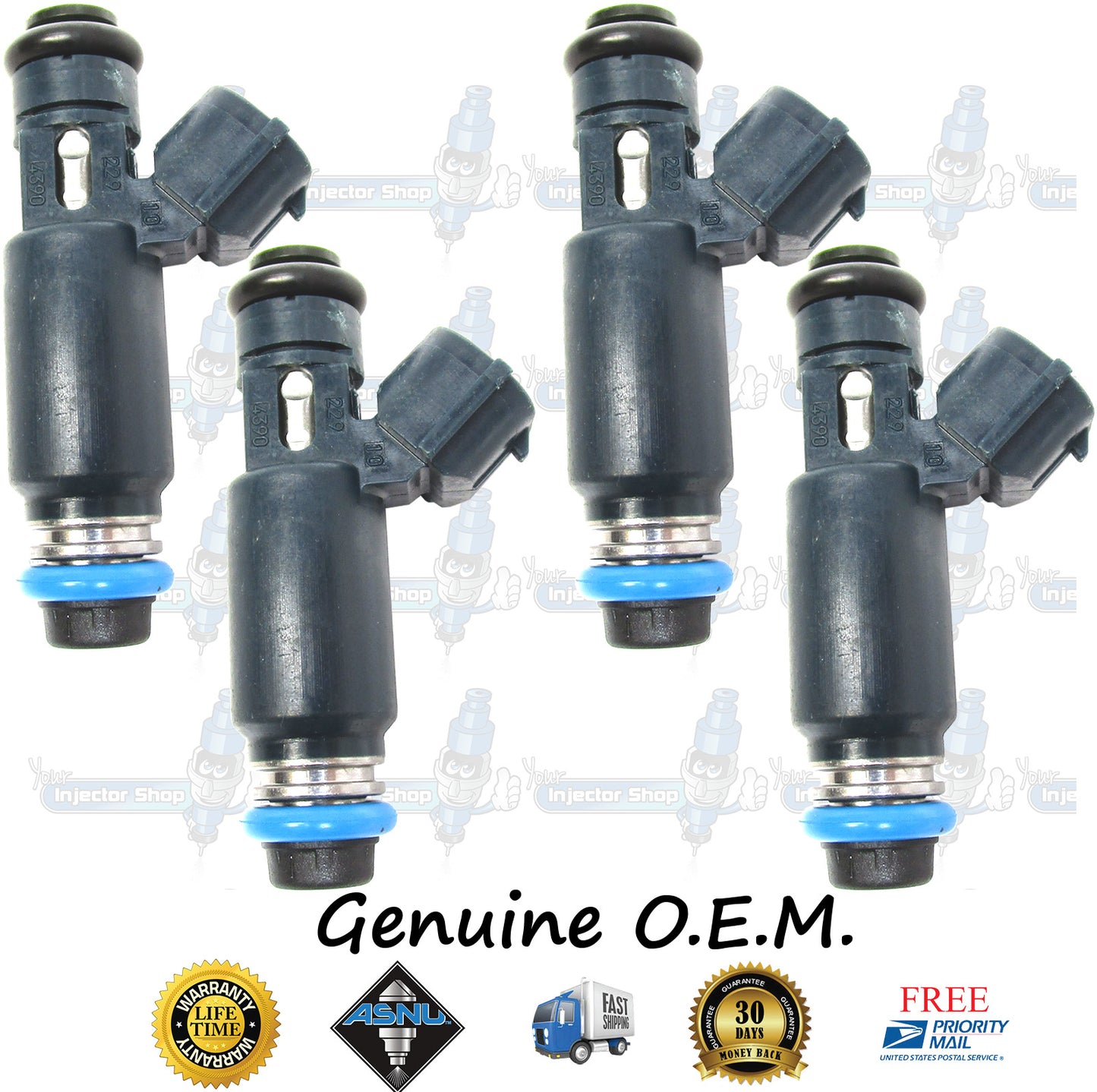 4x Genuine Nissan 16600-8J010 Fuel Injectors 195500-4390 Denso 2.5L DOHC NA QR25DE