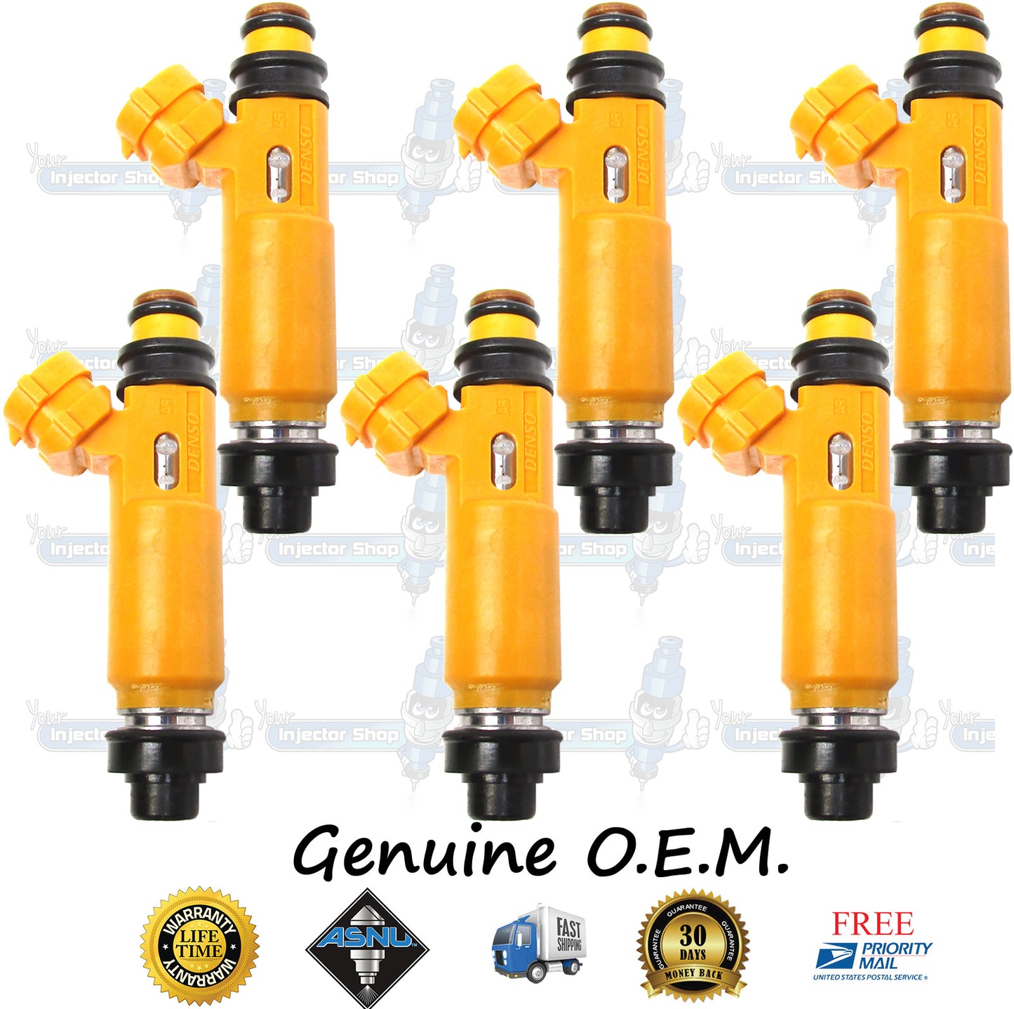 6x Genuine Mitsubishi Fuel Injectors MD337900 Denso 195500-3300 3.5L SOHC NA 6G74 24 Valve