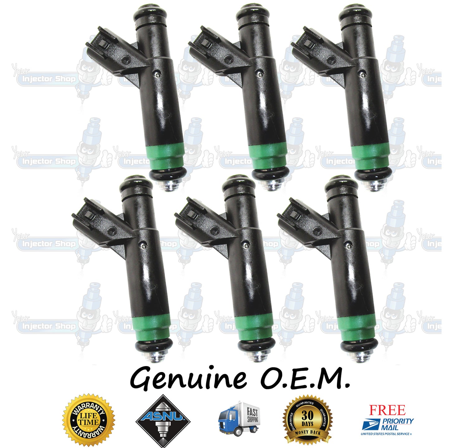 6x Genuine Ford Mazda Mercury Fuel Injectors 1F1E-D4B Siemens 3.0L OHV V6 182CID Vulcan