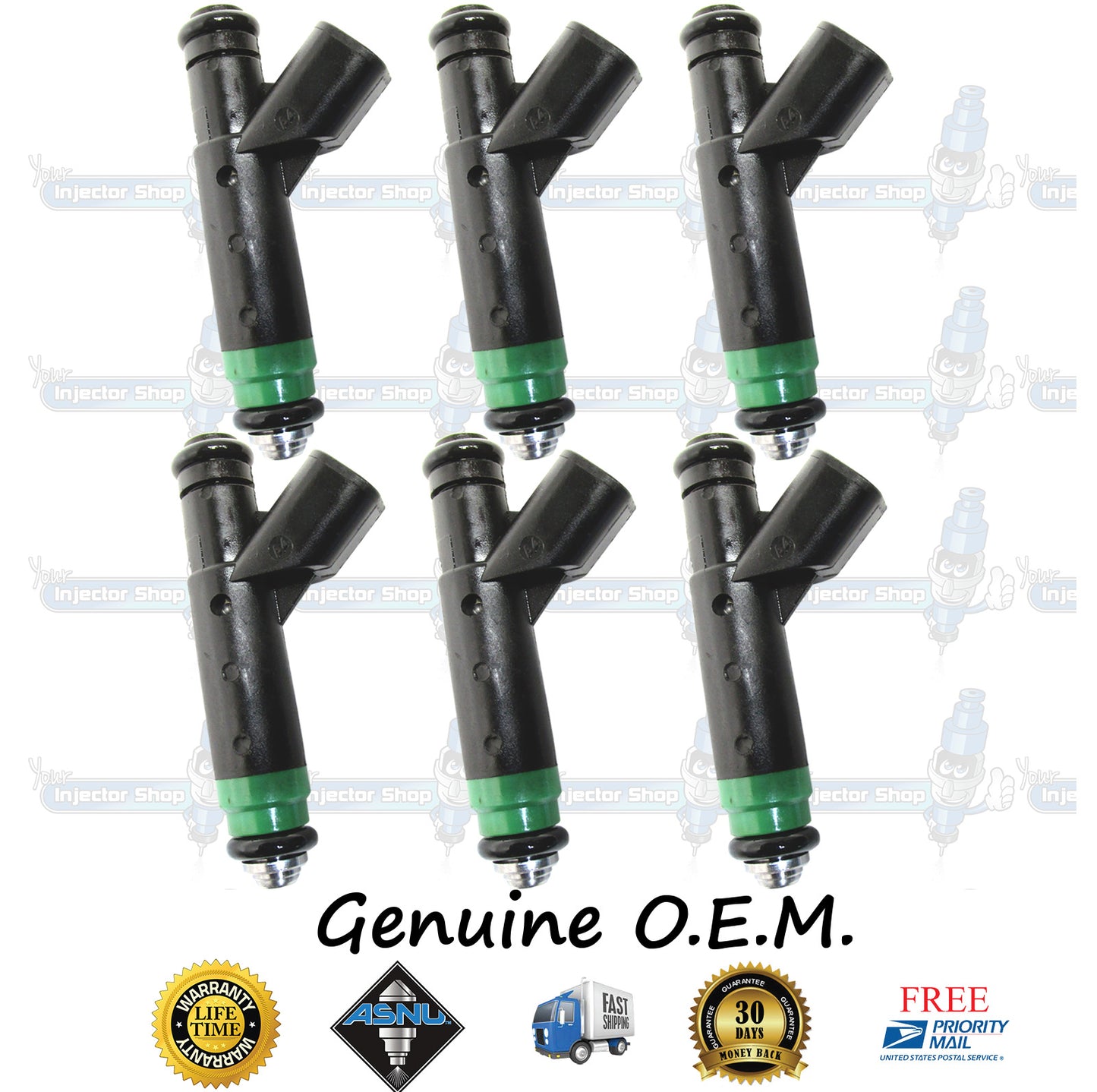6x Genuine Ford Mazda Mercury Fuel Injectors 1F1E-D4B Siemens 3.0L OHV V6 182CID Vulcan