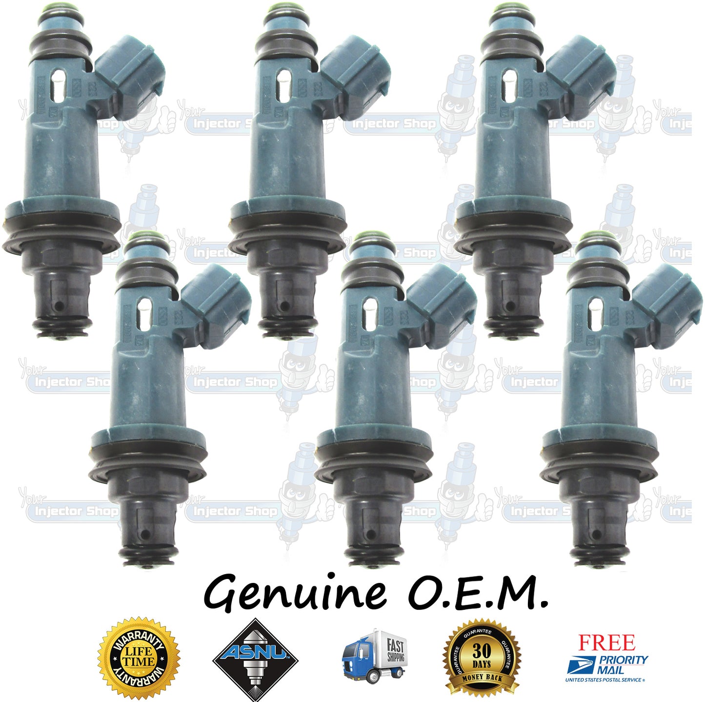 6x Genuine Toyota 195500-3130 Fuel Injectors 23209-0A010 23250-20020 23209-20020 Denso 3.0L DOHC NA 1MZ-FE