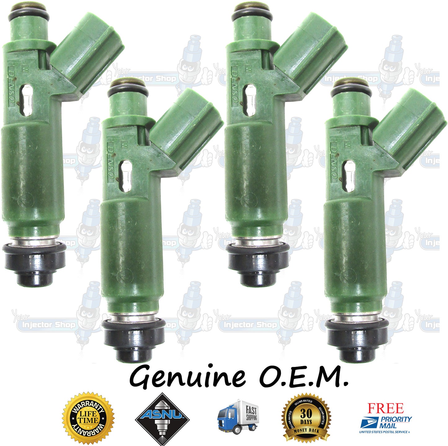 4x Genuine Toyota GM Fuel Injectors 23250-0D040 23250-22040 Denso 195500-3780 1.8L I4 1ZZ-FE