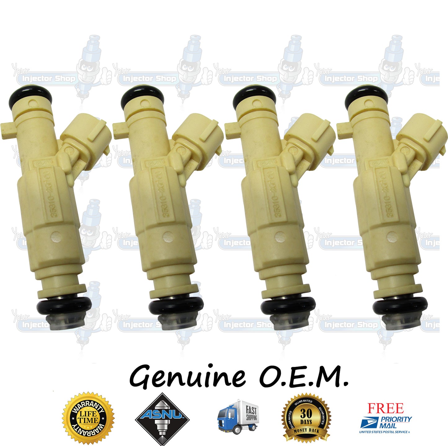 4x Genuine Hyundai Kia Fuel Injectors 35310-2G100 L050 2.0L DOHC I4 G4KD Theta