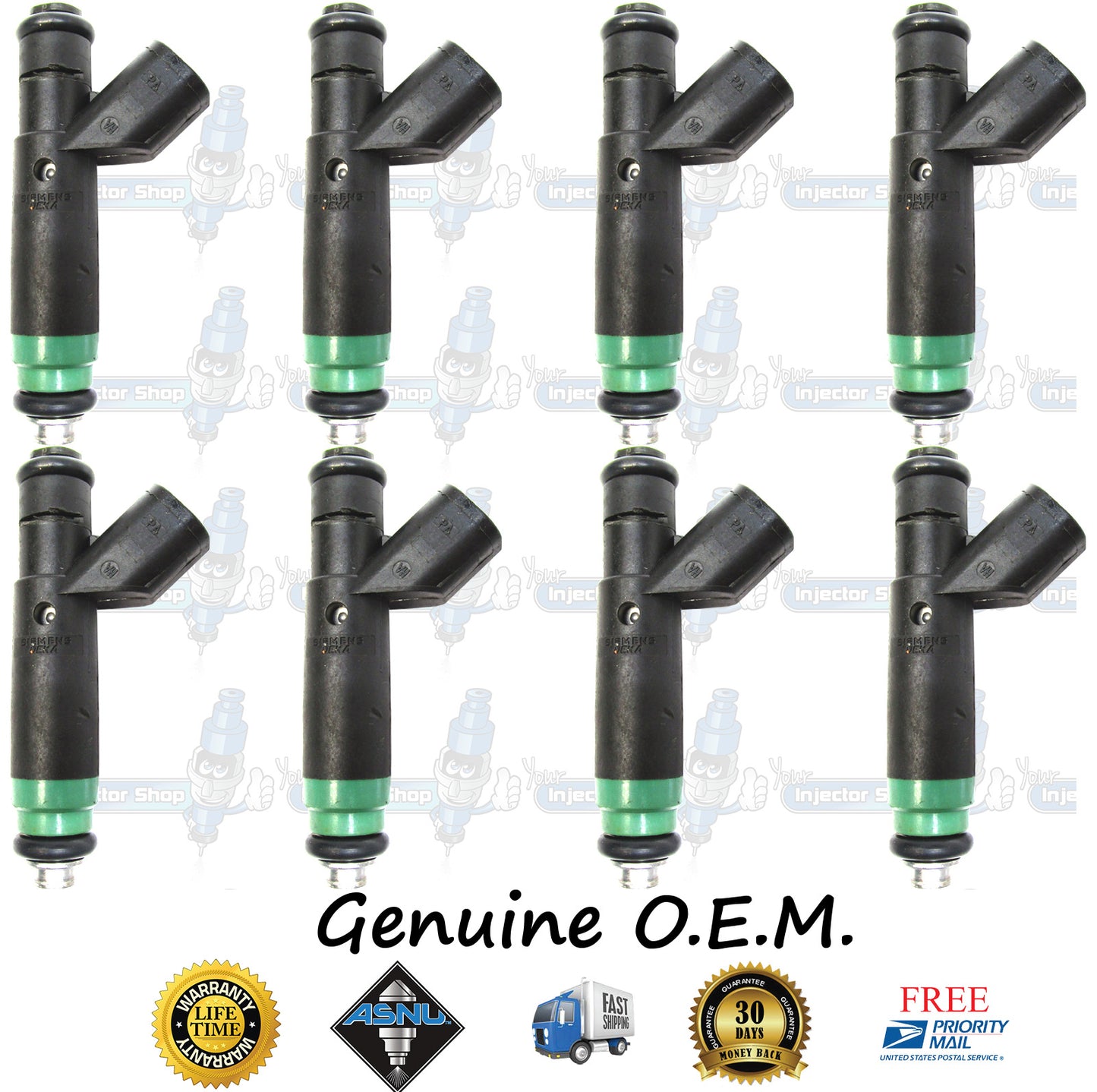 8x Genuine Mopar Dodge Jeep Fuel Injectors 53032704AB Siemens 4.7L SOHC V8 287CID PowerTech