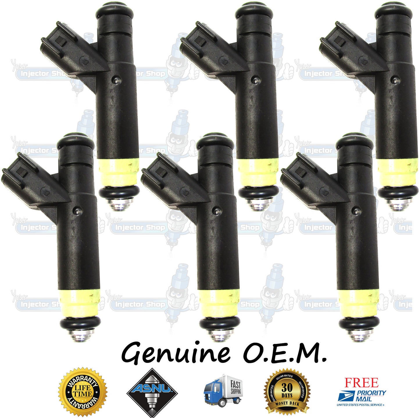 6x Genuine Ford Fuel Injectors 6F2E-B4A Siemens 3.9L 4.2L OHV V6 256CID ESG-642