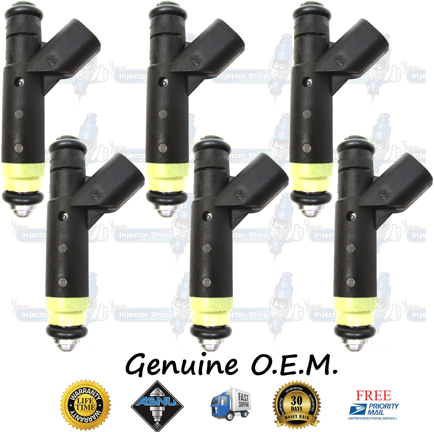 6x Genuine Ford Fuel Injectors 6F2E-B4A Siemens 3.9L 4.2L OHV V6 256CID ESG-642