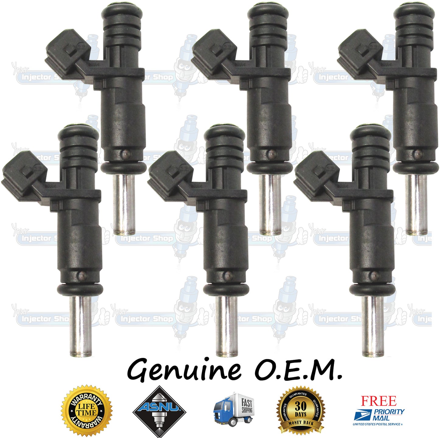 6x Genuine BMW Fuel Injectors 13-53-7-531-634 7531634 Siemens 3.0L V6 DOHC N52B25 N52B30