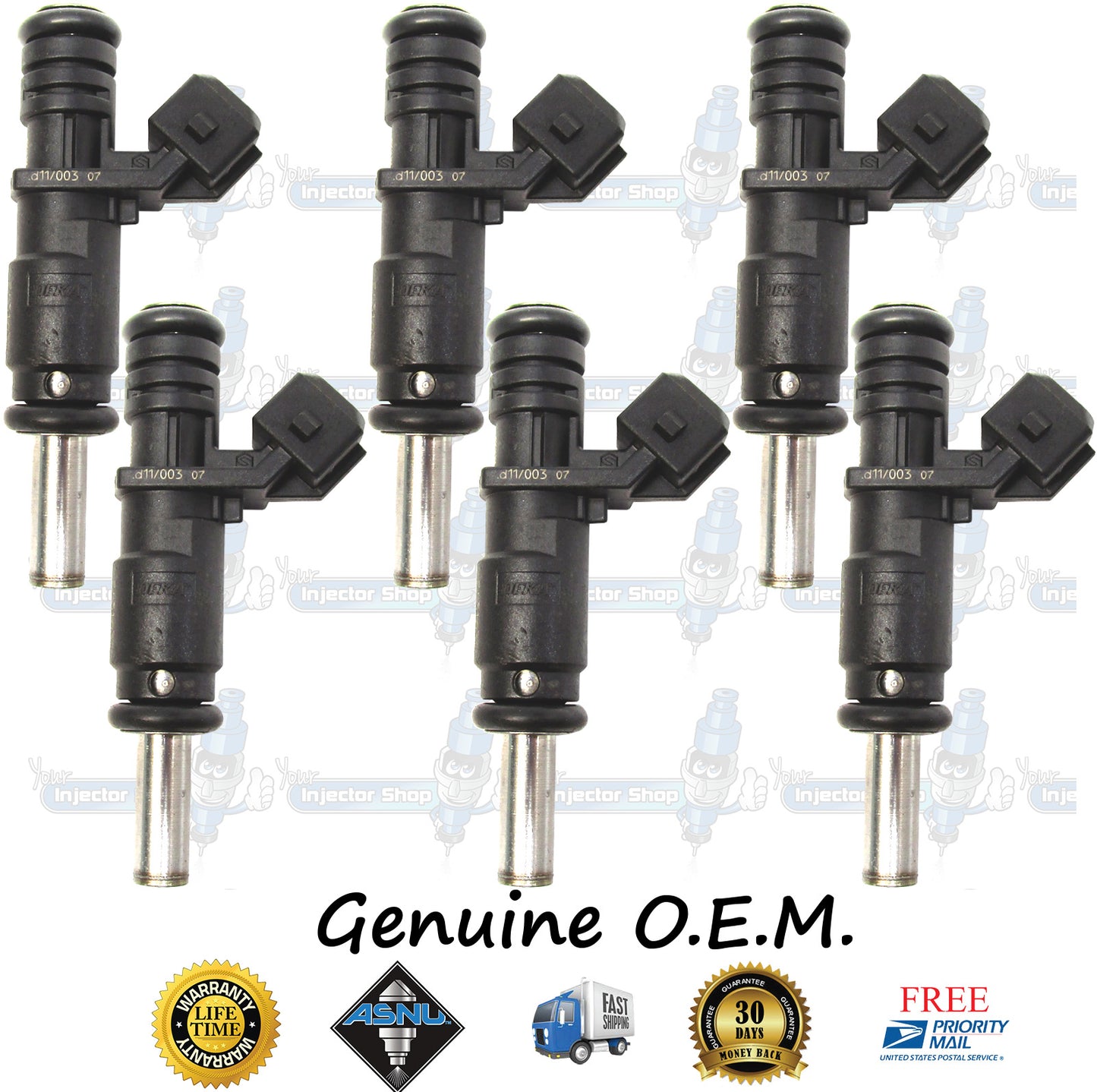 6x Genuine BMW Fuel Injectors 13-53-7-531-634 7531634 Siemens 3.0L V6 DOHC N52B25 N52B30