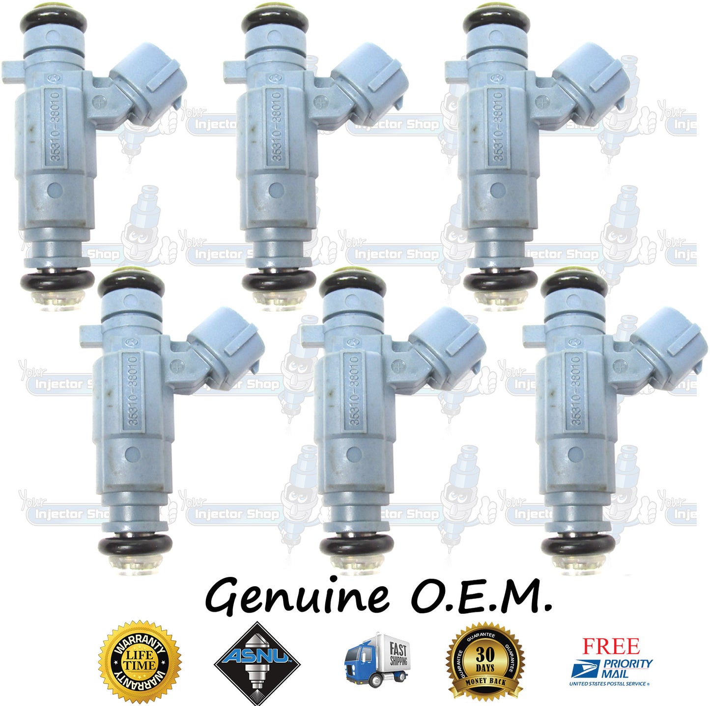 6x Genuine Hyundai Kia Fuel Injectors 35310-38010 9260930003 3.5L DOHC V6 G6AU G6CU Sigma