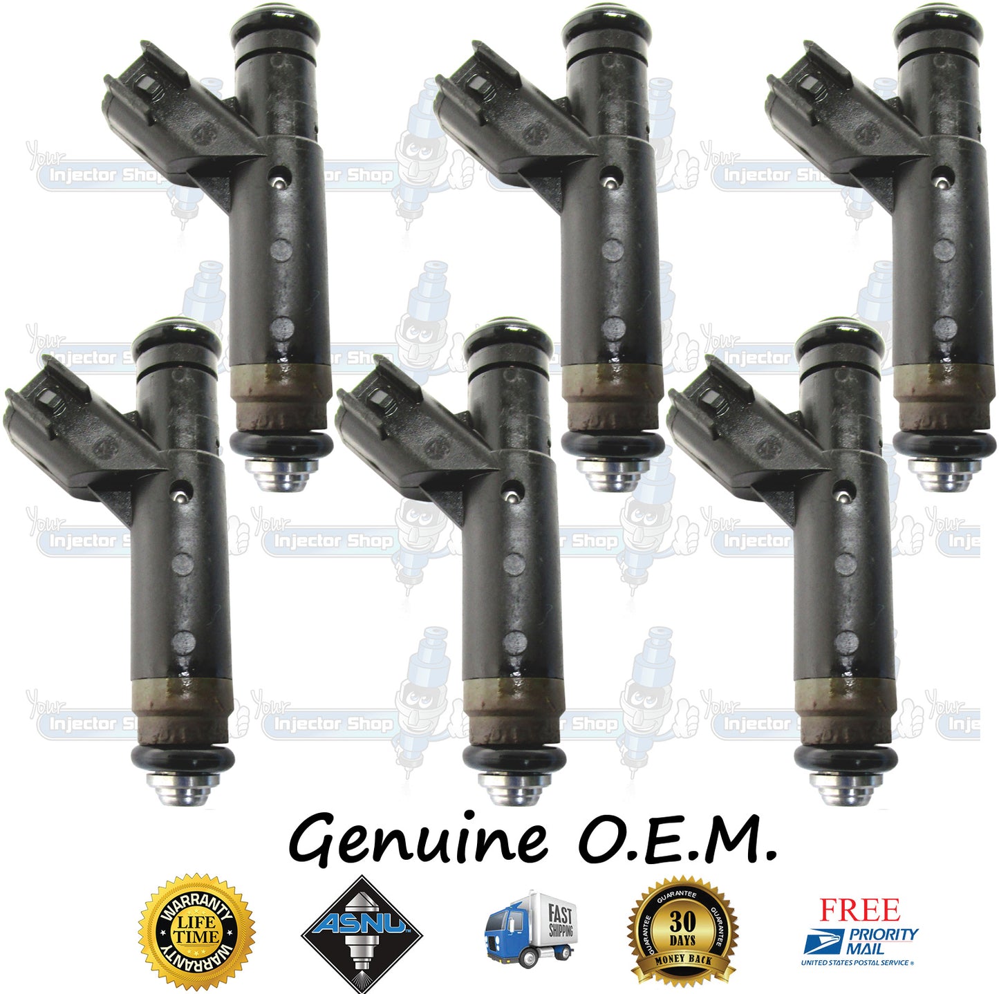 6x Genuine Ford Fuel Injectors XR3E-A6B Siemens 4.2L OHV V6 256CID ESG-642