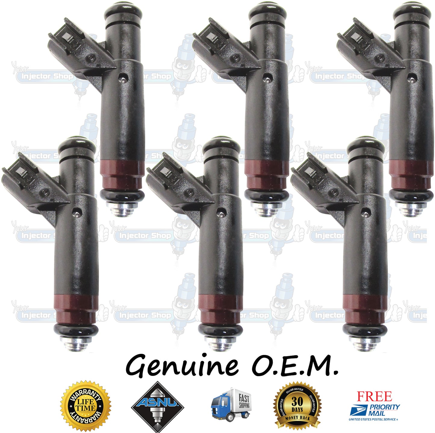 6x Genuine Ford Mercury Fuel Injectors YF1E-F4C Siemens 3.0L OHV V6 182ID Taurus Sable