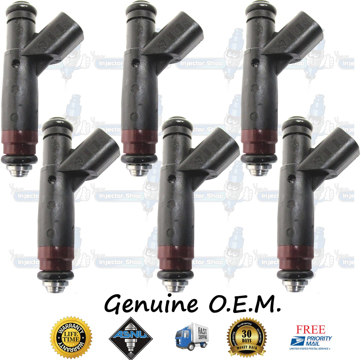 6x Genuine Ford Mercury Fuel Injectors YF1E-F4C Siemens 3.0L OHV V6 182ID Taurus Sable