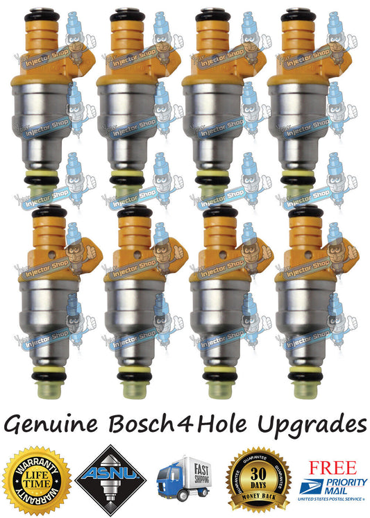 8x Genuine Ford F0TE-D5B F0TE-D5A 19LB 4 Hole Fuel Injectors 0280150943 0280150556 Bosch 4.6L 5.4L 5.0L 5.8L V8