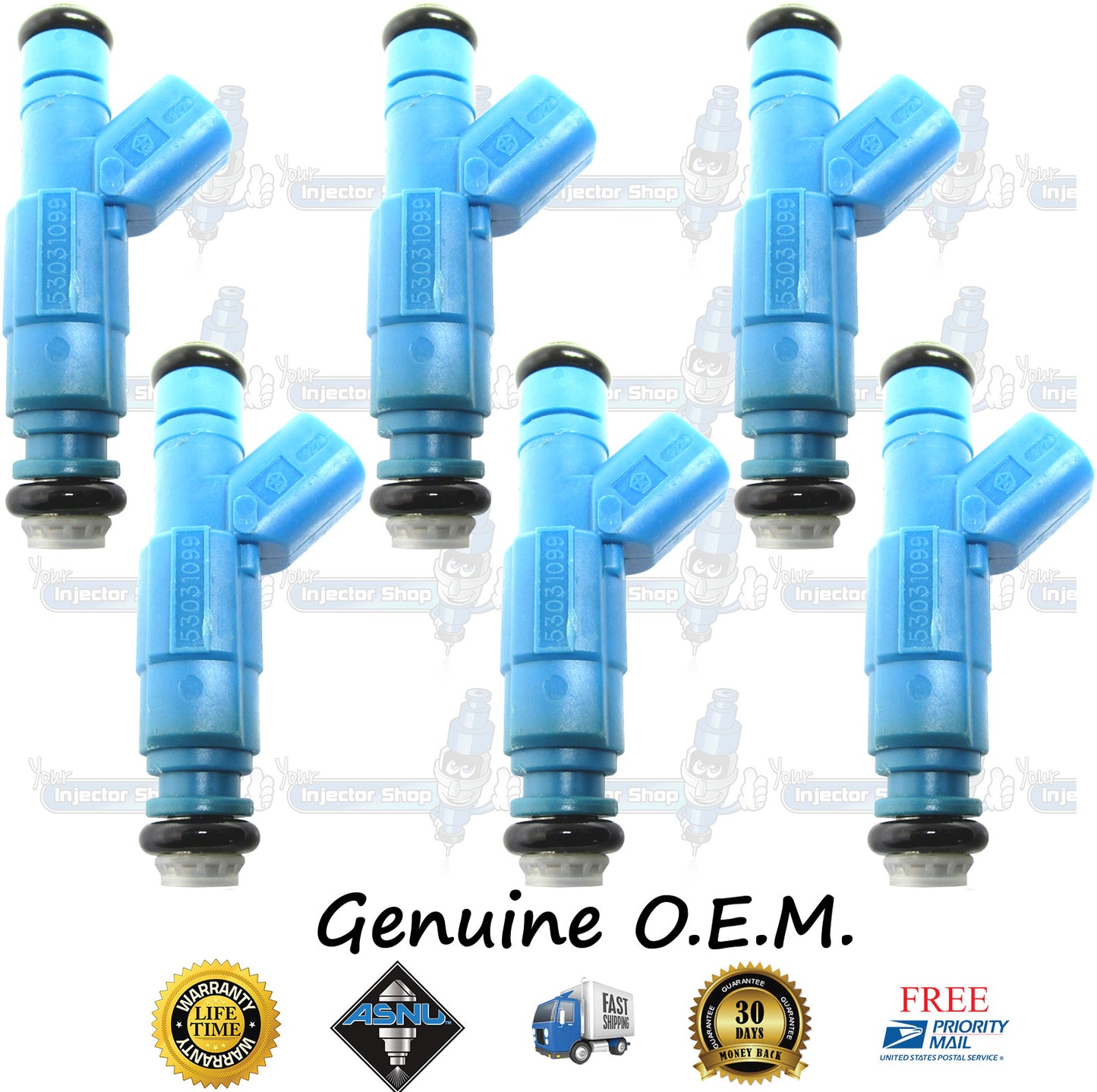 6x Genuine Mopar Jeep Dodge 53031099 Fuel Injectors 0280155972 Bosch 3.7L SOHC V6