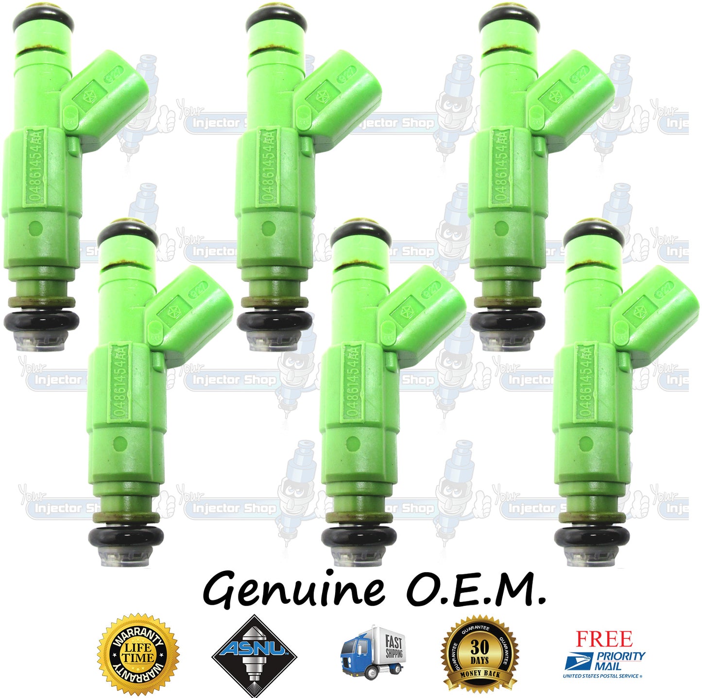 6x Genuine Mopar Chrysler Dodge 04861454AA Fuel Injectors 0280156007 Bosch 3.3L OHV V6 201CID