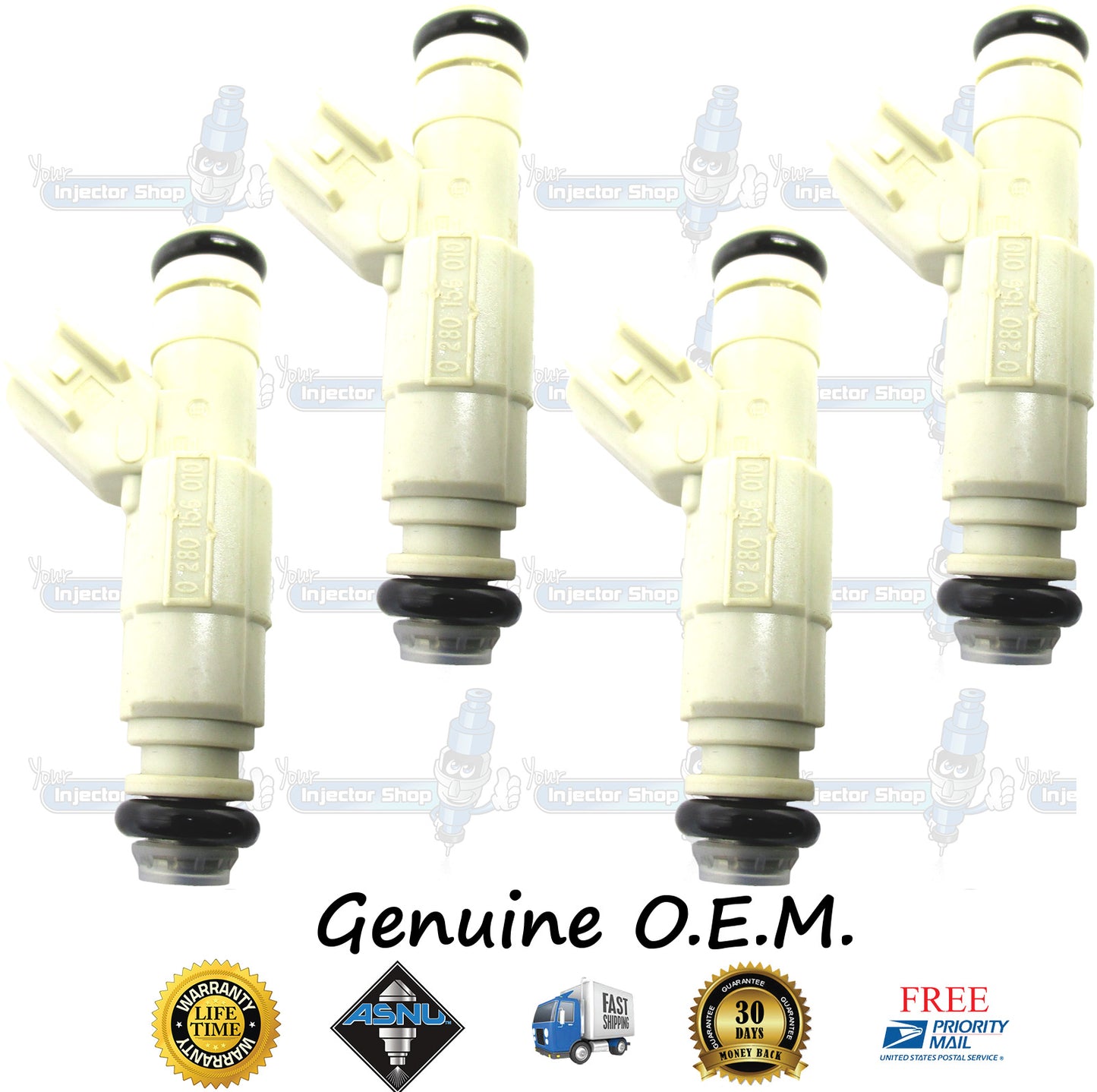 4x Genuine Ford Mazda 1L2E-B5A Fuel Injectors 0280156010 Bosch 2.3L DOHC I4 140CID