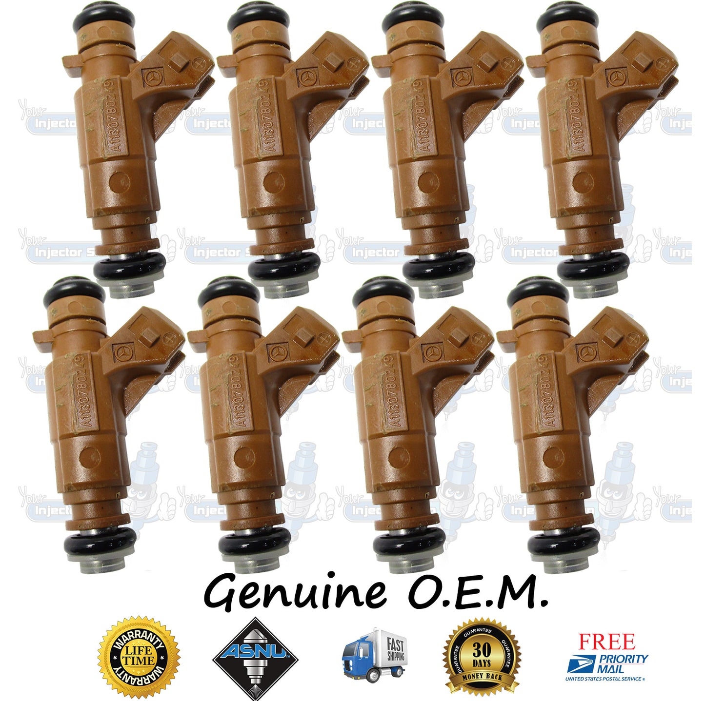 8x Genuine Mercedes Benz MB A1130780249 Fuel Injectors 0280156016 Bosch 4.3L 5.0L SOHC V8 M113 E43 E50 C215 W463 C209 W211