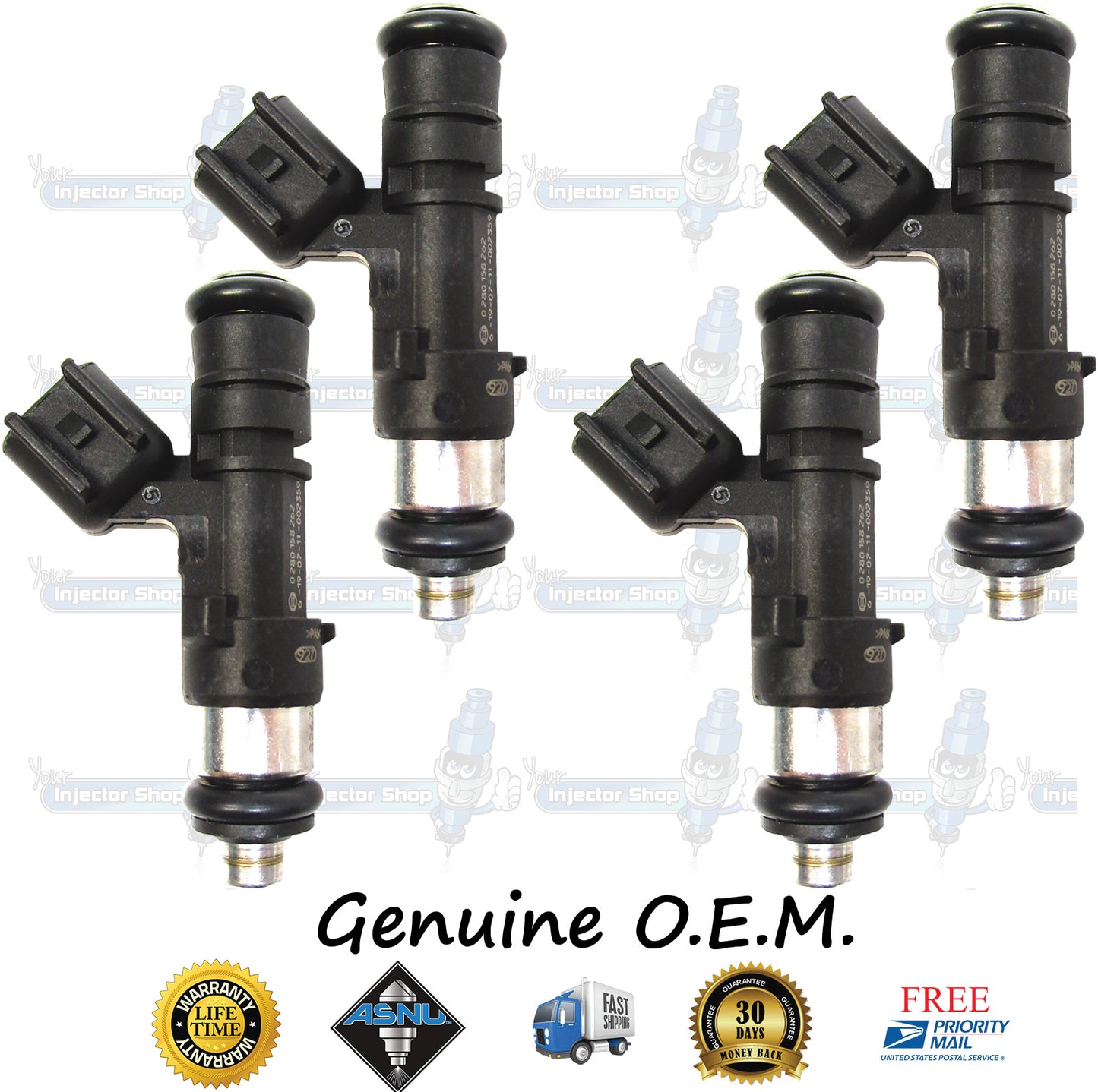 4x Genuine Fiat Mopar Fuel Injectors 04892844AA Bosch 0280158262 1.4L SOHC NA Multiair