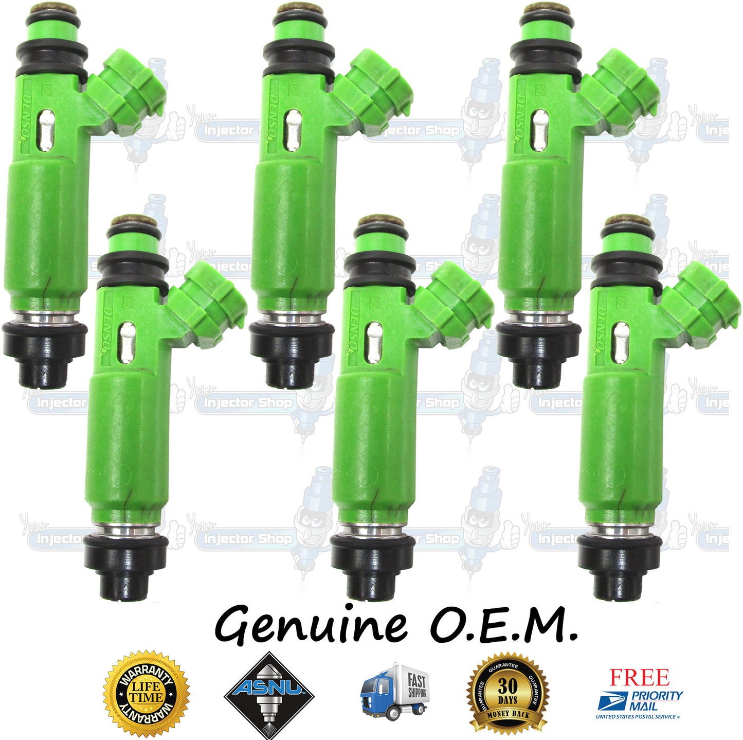 6x Genuine Mitsubishi Montero Sport Fuel Injectors MD332733 Denso 195500-3170 3.0L SOHC NA 6G72 12 Valve