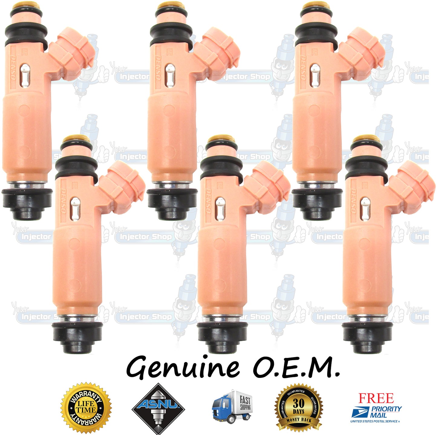 6x Genuine Toyota 195500-4400 Fuel Injectors 23209-0A020 23250-20030 23209-20030 Denso 3.0L 3.3L V6 DOHC NA 3MZ-FE