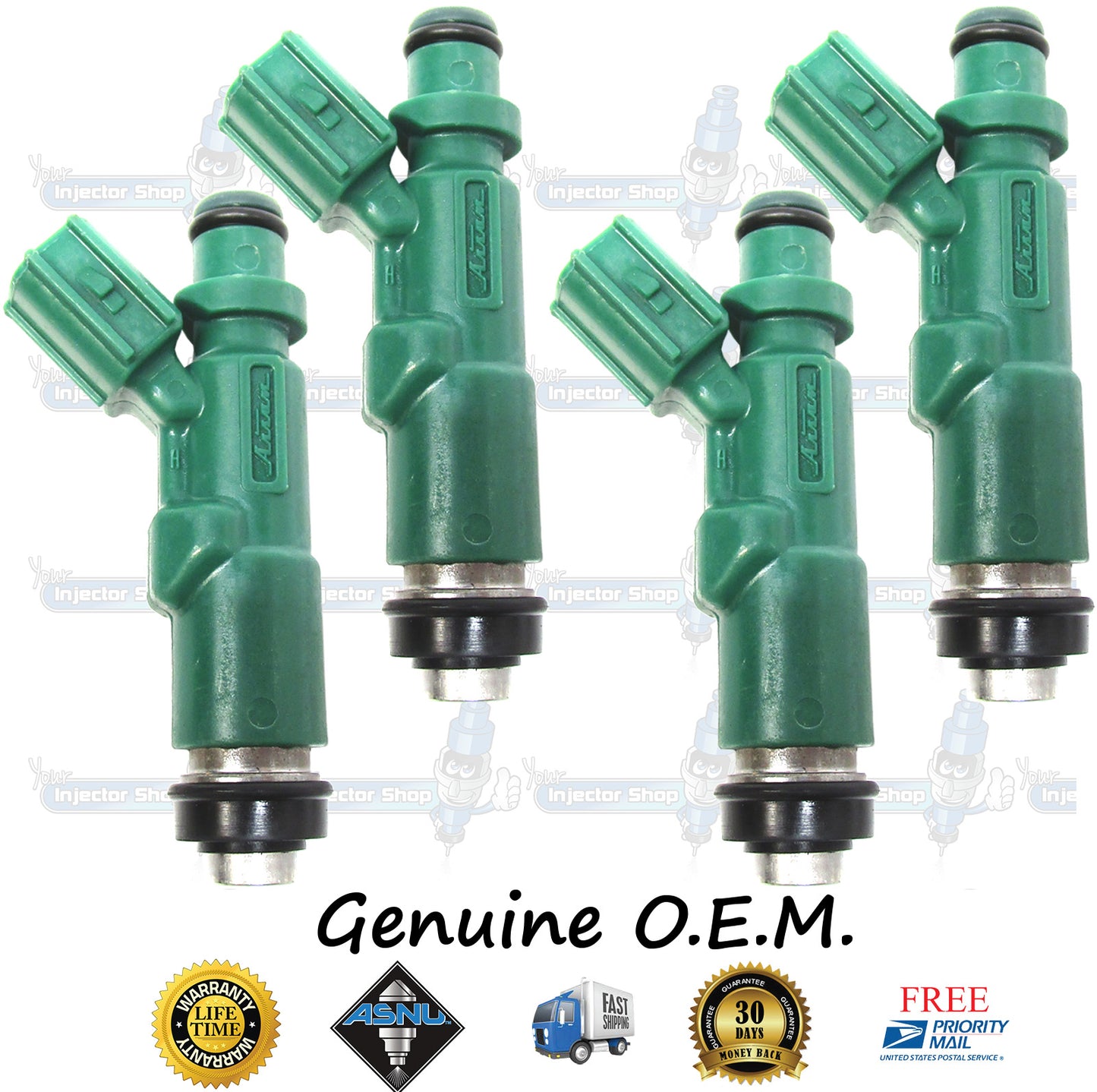 4x Genuine Toyota Scion Fuel Injectors 23250-21020 23209-21020 Aisan 1.5L I4 1NZ-FXE