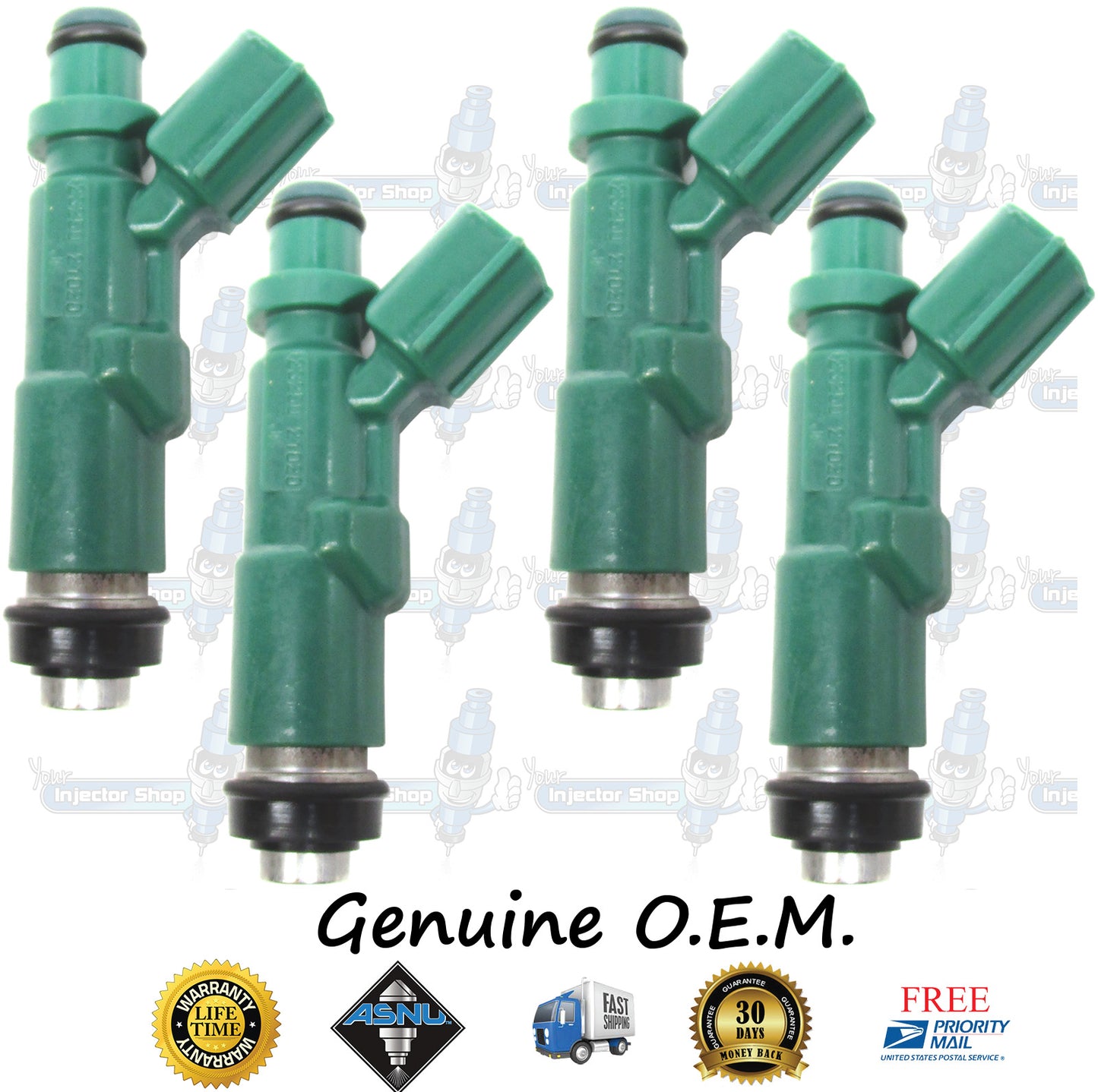 4x Genuine Toyota Scion Fuel Injectors 23250-21020 23209-21020 Aisan 1.5L I4 1NZ-FXE