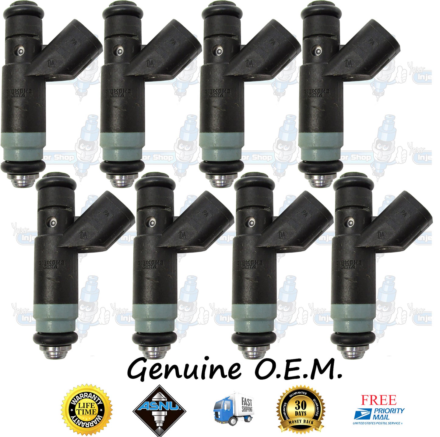 8x Genuine Mopar Dodge Fuel Injectors 53032142AC Siemens 5.7L OHV V8 345CID Hemi