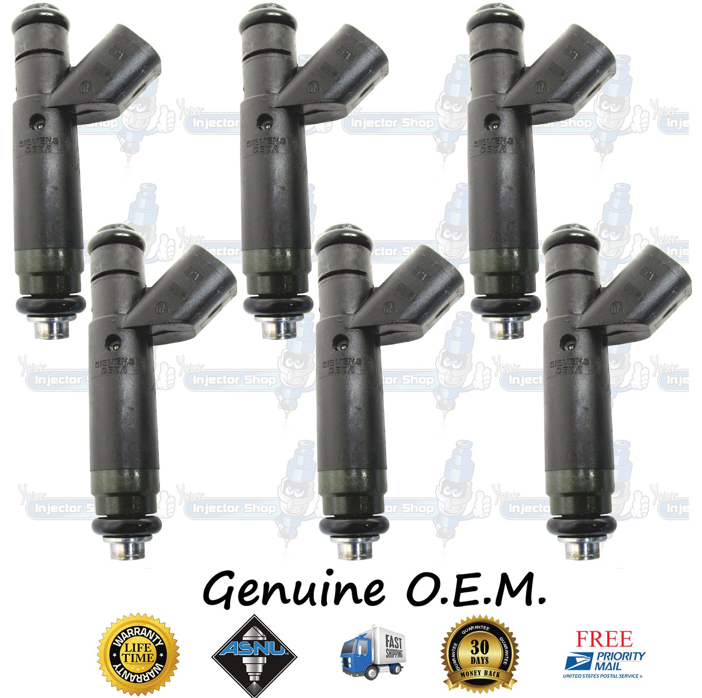 6x Genuine Ford F150 Fuel Injectors 5L3E-A6C Siemens 4.2L OHV V6 256CID ESG-642